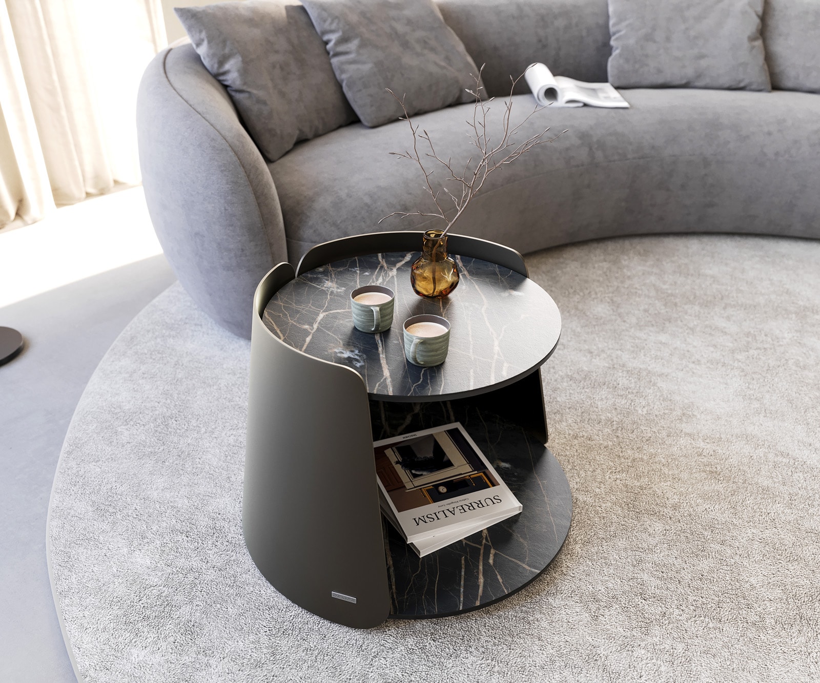 Couchtisch Daban 59x59 cm Keramik Laminam®Noir Desir Braun Gestell Metall Titanfarbig 4 Couchtisch Daban 59x59 cm Keramik Laminam®Noir Desir Braun Gestell Metall Titanfarbig 4