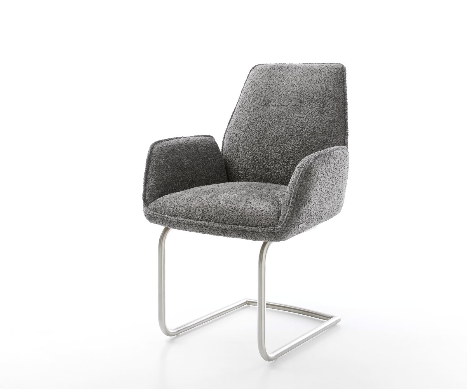 Freischwinger Zoa-Flex Bouclé Grau Freischwinger rund Edelstahl Taschenfede günstig online kaufen