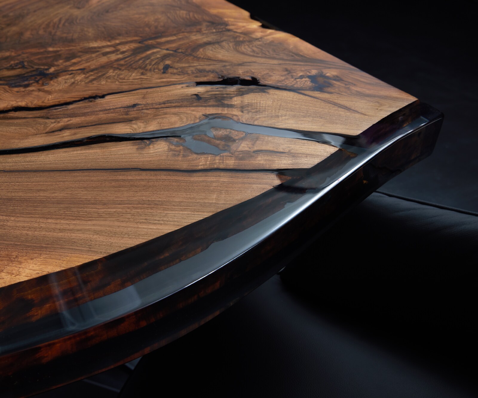 Tischplatte Nussbaum Natur 140 cm Epoxid Transparent Unikat Nr. 34695 5