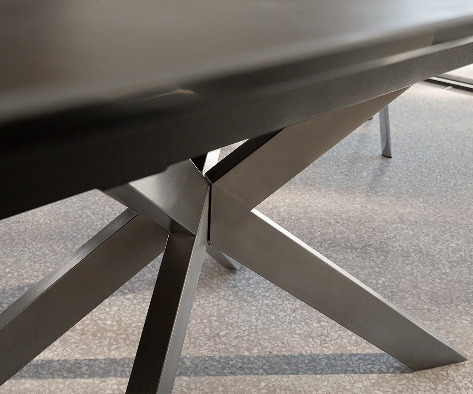 Esstisch Daven 160/200x90 cm Keramik Braun Edelstahl ausziehbar 6