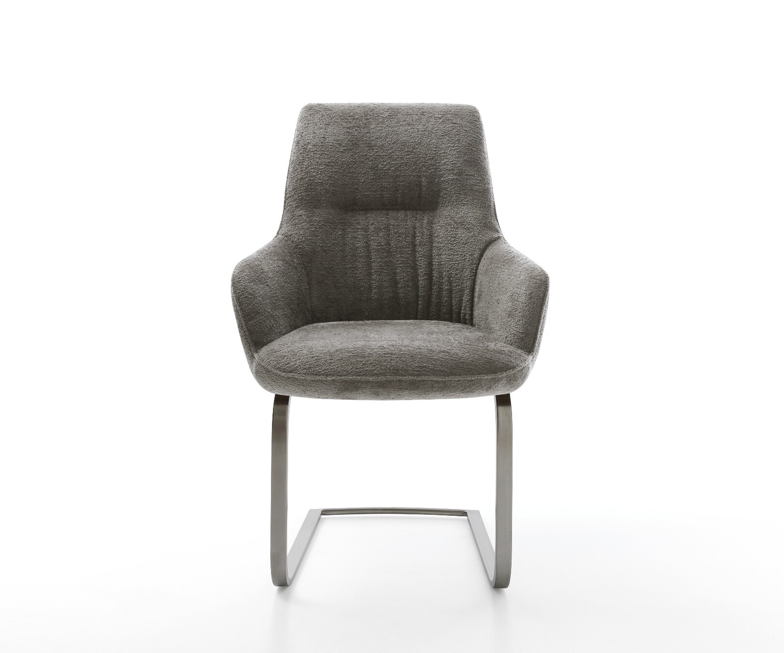 Freischwinger Zelia-Flex mit Armlehnen Bouclé Soft Schlamm Freischwinger flach Edelstahl Taschenfederkern 1