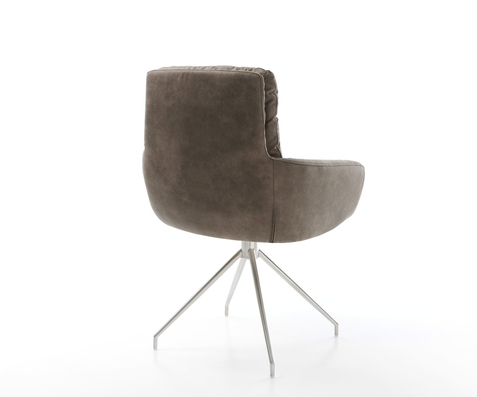 Esszimmerstuhl Abelia-Flex mit Armlehnen Mikrofaser Taupe Vintage Kreuzgestell konisch Edelstahl 5