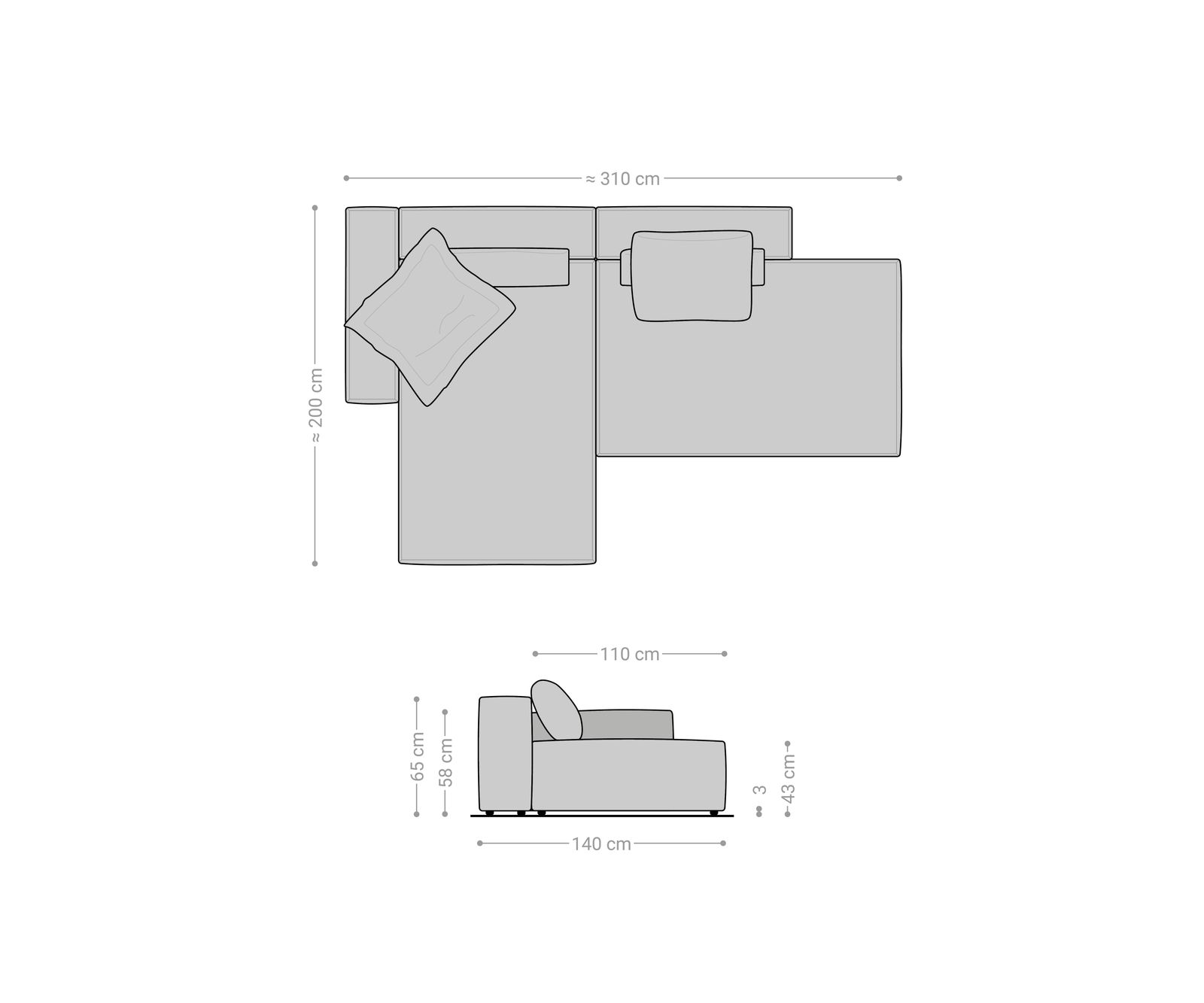 Ecksofa Freestyle 310x200 cm Mikrofaser Taupe Vintage Gesteppt 6