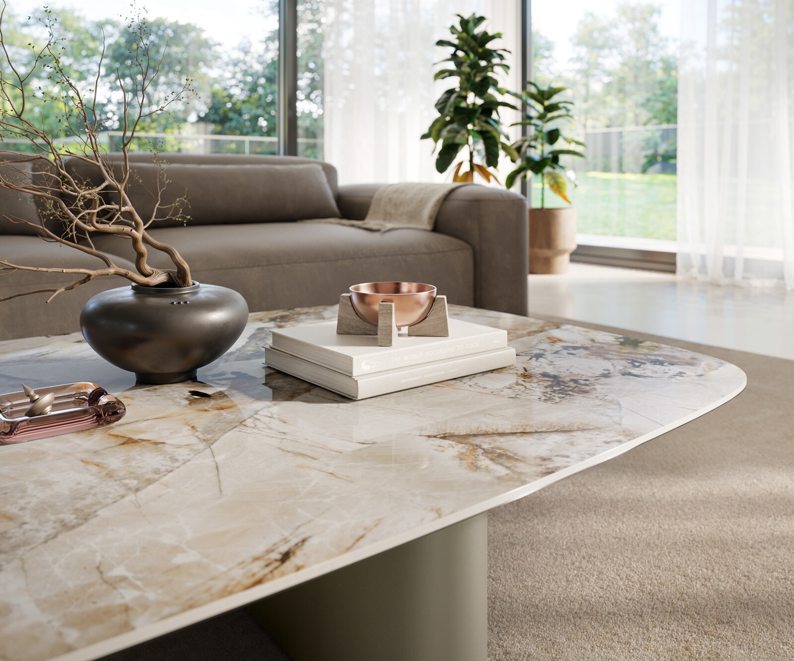 Couchtisch Edge Boot 140x80 cm Keramik Patagonia Poliert Ovada Effektfinish Titan 5