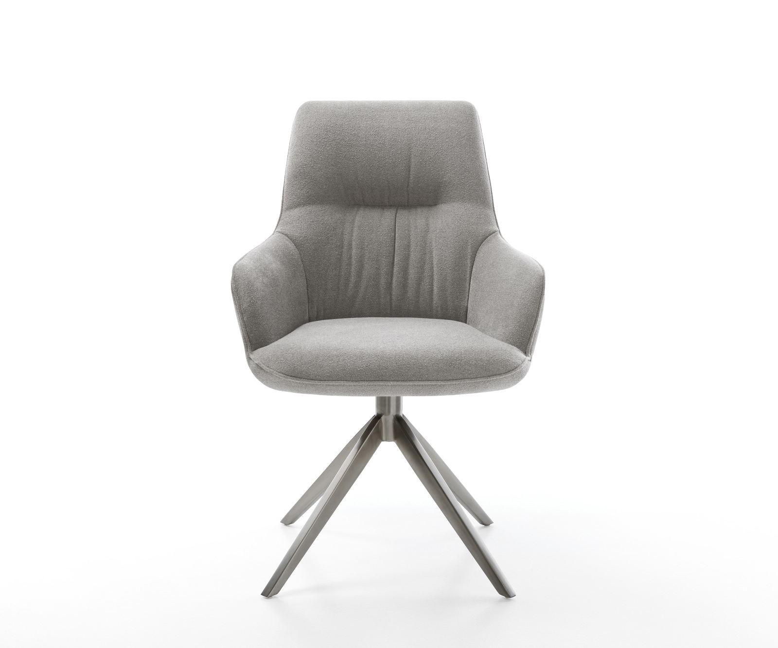 Drehstuhl Zelia-Flex mit Armlehnen Strukturstoff Soft Grau Kreuzgestell breit Graphit 360° drehbar Wippfunktion Taschenfederkern 2