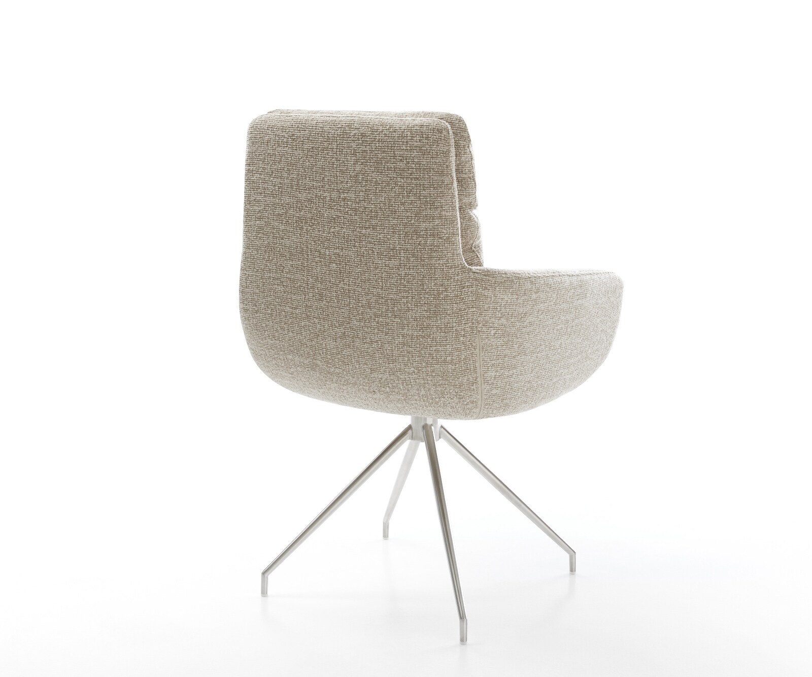 Esszimmerstuhl Abelia-Flex mit Armlehnen Webstoff Soft Beige Kreuzgestell konisch Edelstahl 5