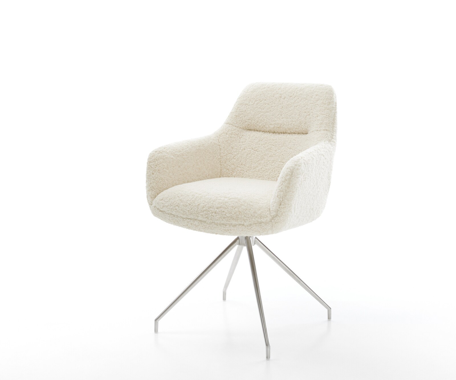 Esszimmerstuhl Pejo-Flex Teddystoff Beige Kreuzgestell konisch Edelstahl Ta günstig online kaufen