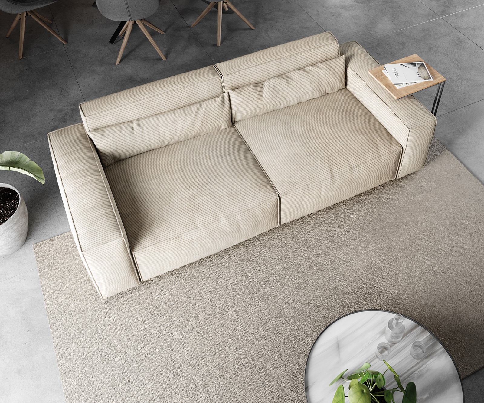 Big-Sofa Sirpio 230x95 cm Cord Beige 3 Big-Sofa Sirpio 230x95 cm Cord Beige 3