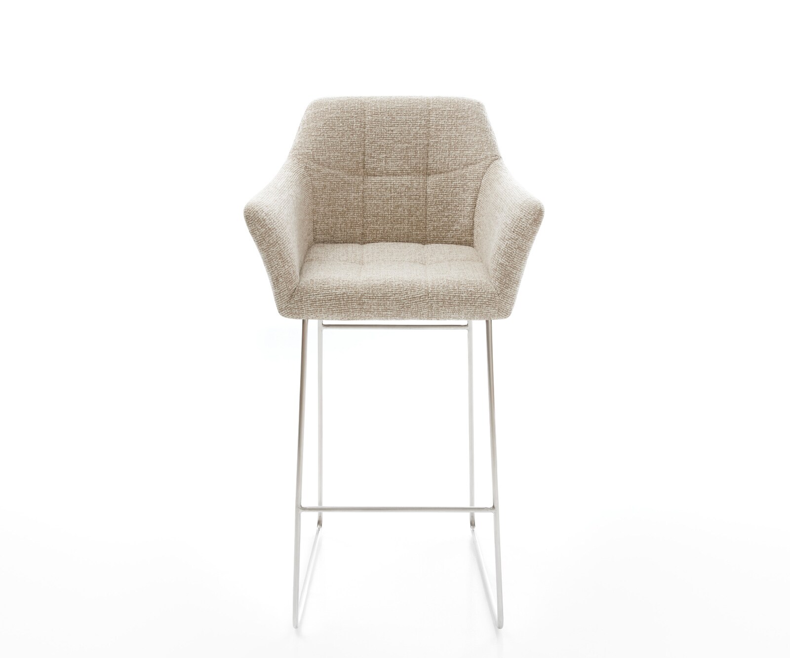 Barstuhl Yulo-Flex Webstoff Soft Beige Kufengestell Edelstahl Silberfarben 2