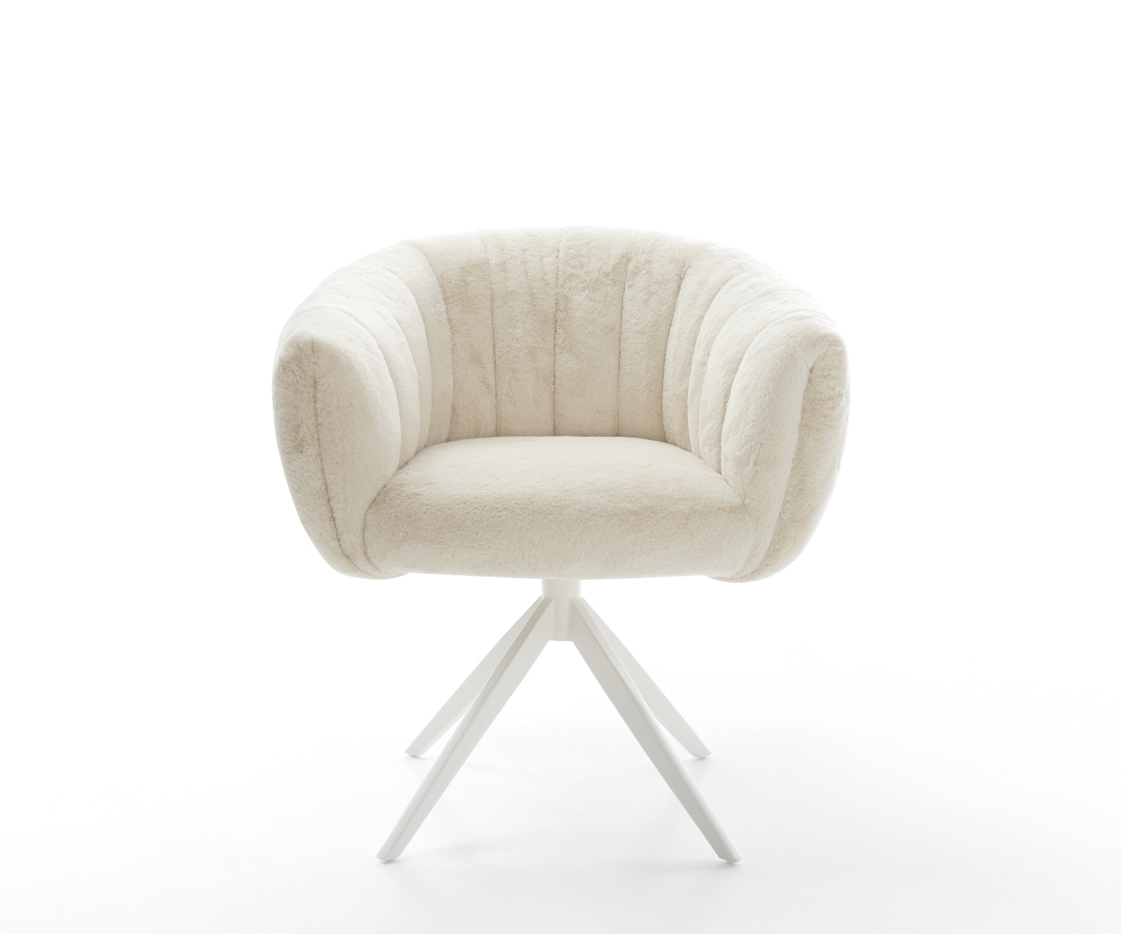 Drehstuhl Jada-Flex Plüsch Creme-Weiß Kreuzgestell breit Weiß 360° drehbar Wippfunktion Taschenfederkern 2