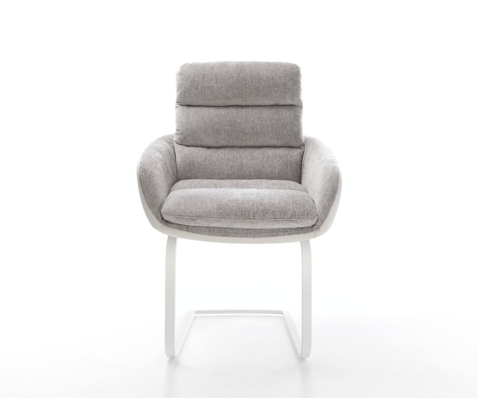 Freischwinger Abelia-Flex mit Armlehnen Materialmix Echtleder Weiß-Silbergrau Freischwinger flach Weiß 1 Freischwinger Abelia-Flex mit Armlehnen Materialmix Echtleder Weiß-Silbergrau Freischwinger flach Weiß 1