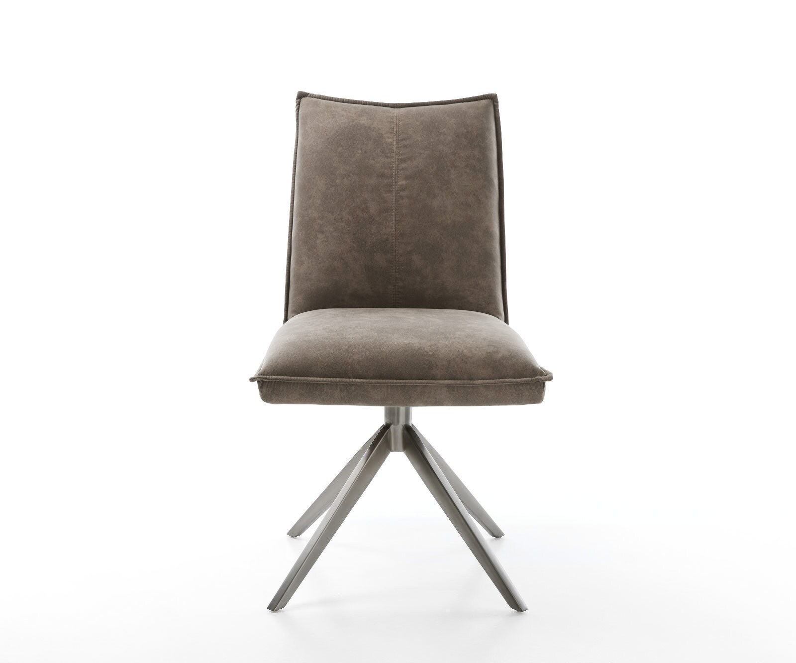 Drehstuhl Lelio-Flex Mikrofaser Taupe Vintage Kreuzgestell breit Graphit 360° drehbar Wippfunktion Taschenfederkern 1