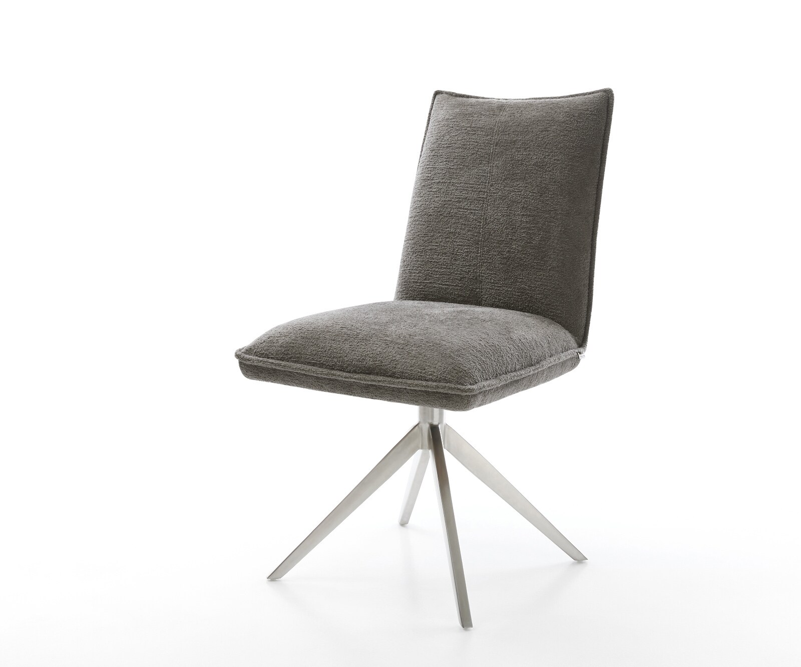 Drehstuhl Lelio-Flex Bouclé Soft Schlamm Kreuzgestell breit Edelstahl 360° günstig online kaufen