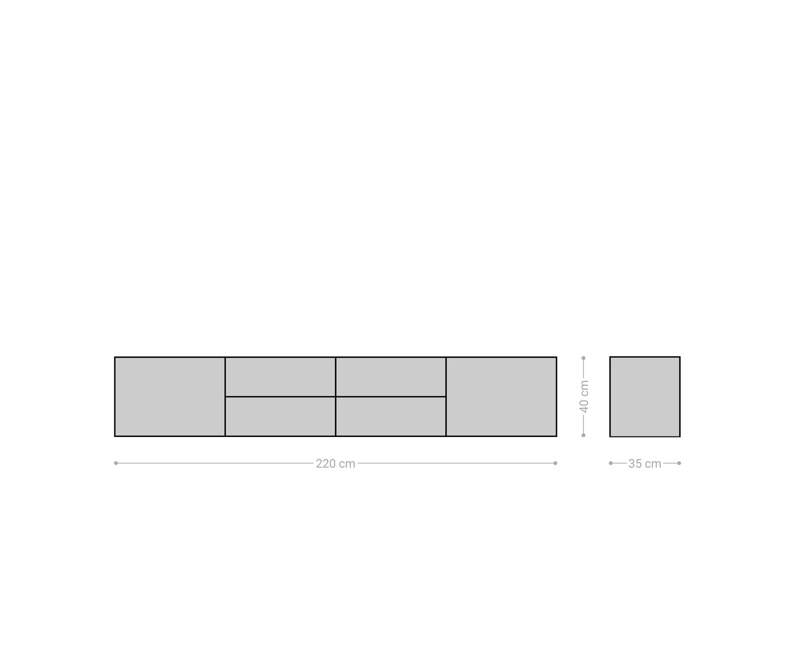 Lowboard Solu 220 cm Eiche Natur 2 Türen 4 Schübe schwebend 3D-Front 8