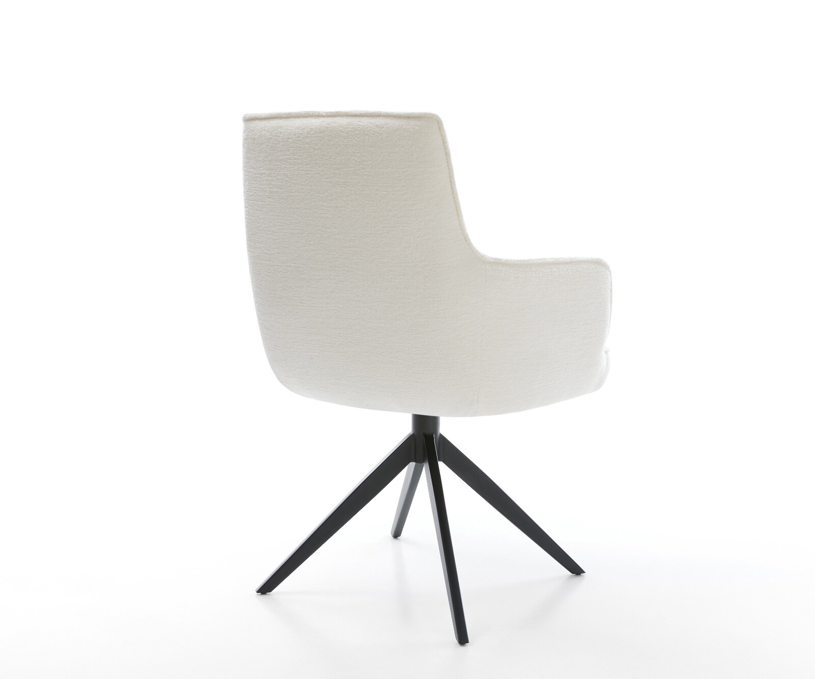 Drehstuhl Heira-Flex mit Armlehnen Bouclé Soft Beige Kreuzgestell breit Schwarz 360° drehbar Wippfunktion Taschenfederkern 5