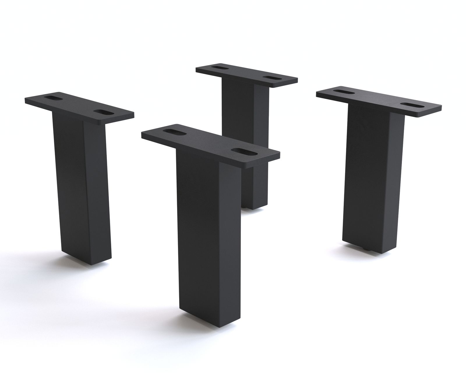 Fuß Vierkant 15 cm Metall Schwarz für alle Möbelarten (4er Set)