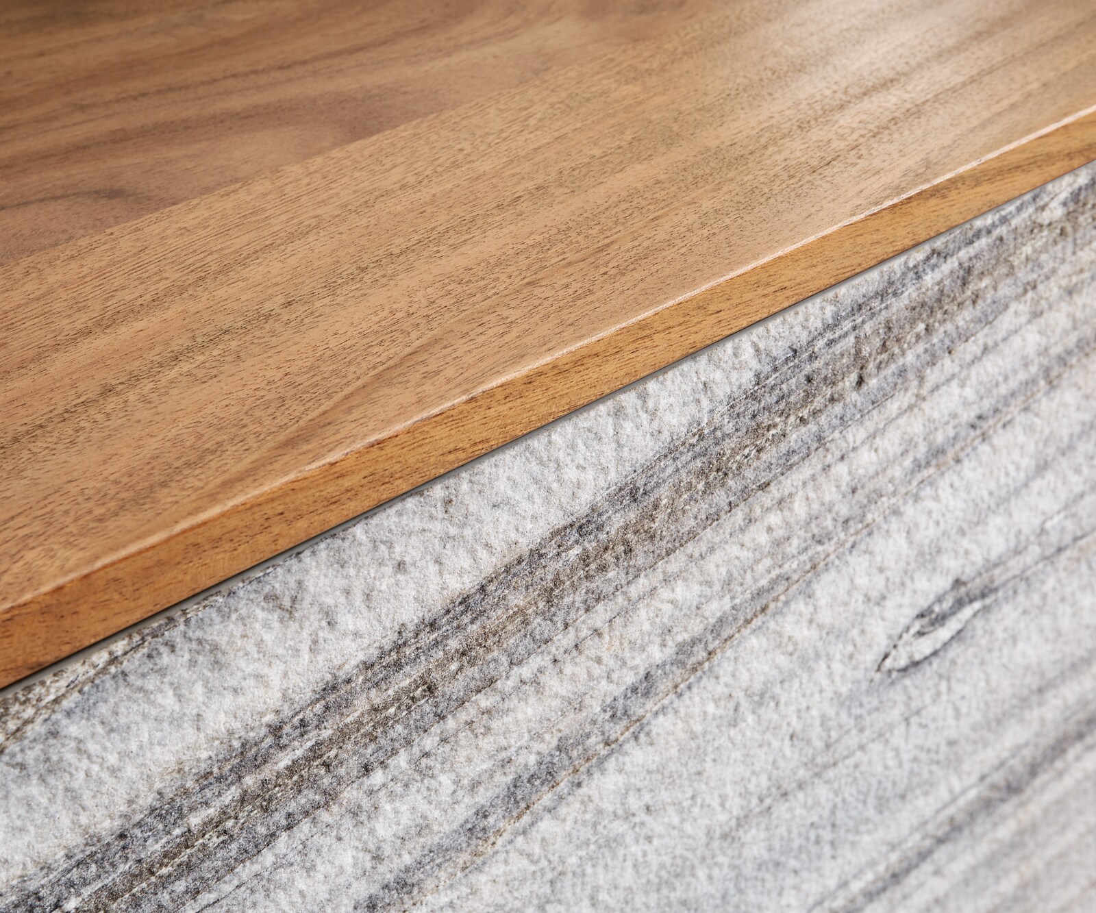 Lowboard Kleo 200 cm Akazie Natur 4 Türen V-Fuß Edelstahl 2