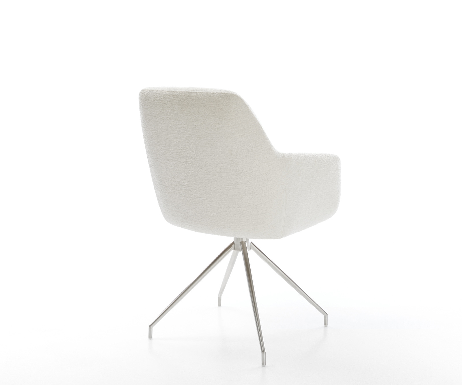 Esszimmerstuhl Pejo-Flex Bouclé Soft Beige Kreuzgestell konisch Edelstahl Taschenfederkern 4