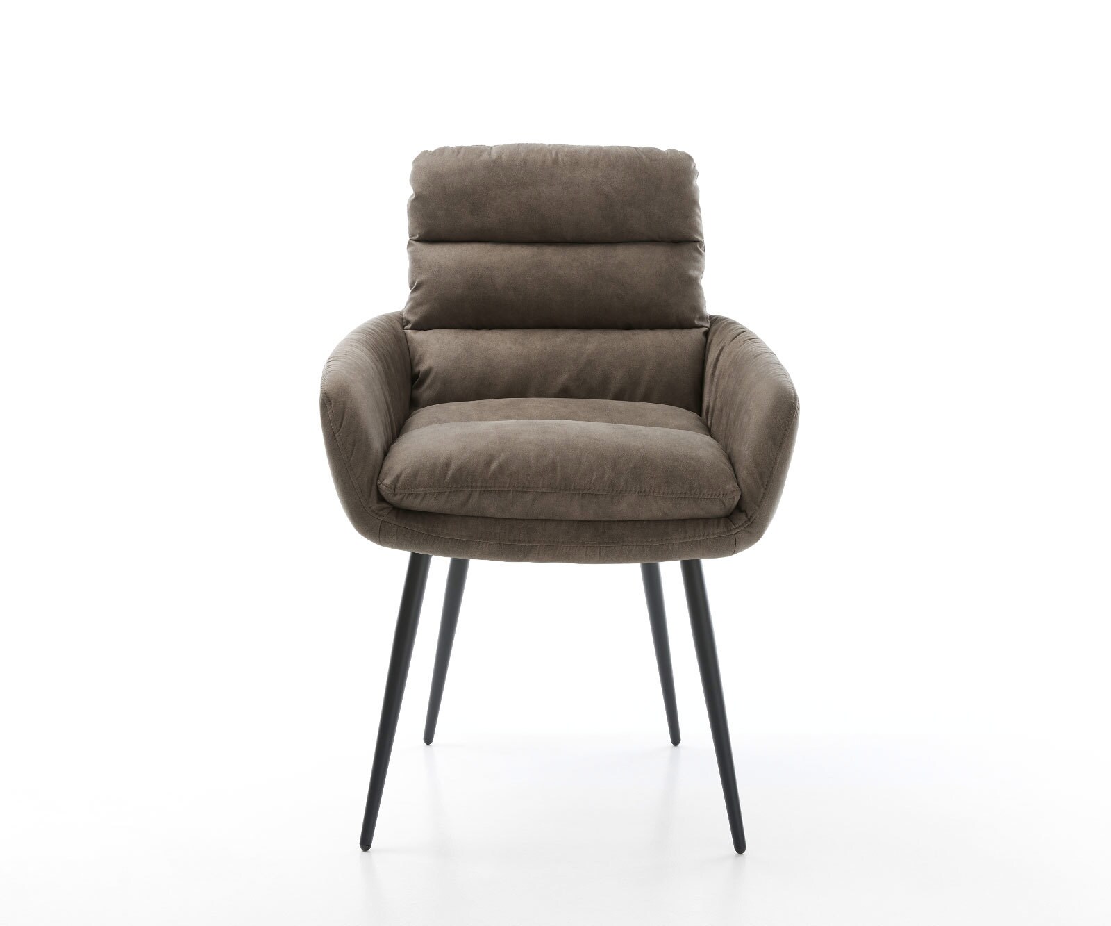 Esszimmerstuhl Abelia-Flex mit Armlehnen Mikrofaser Taupe Vintage 4-Fuß konisch Schwarz 2