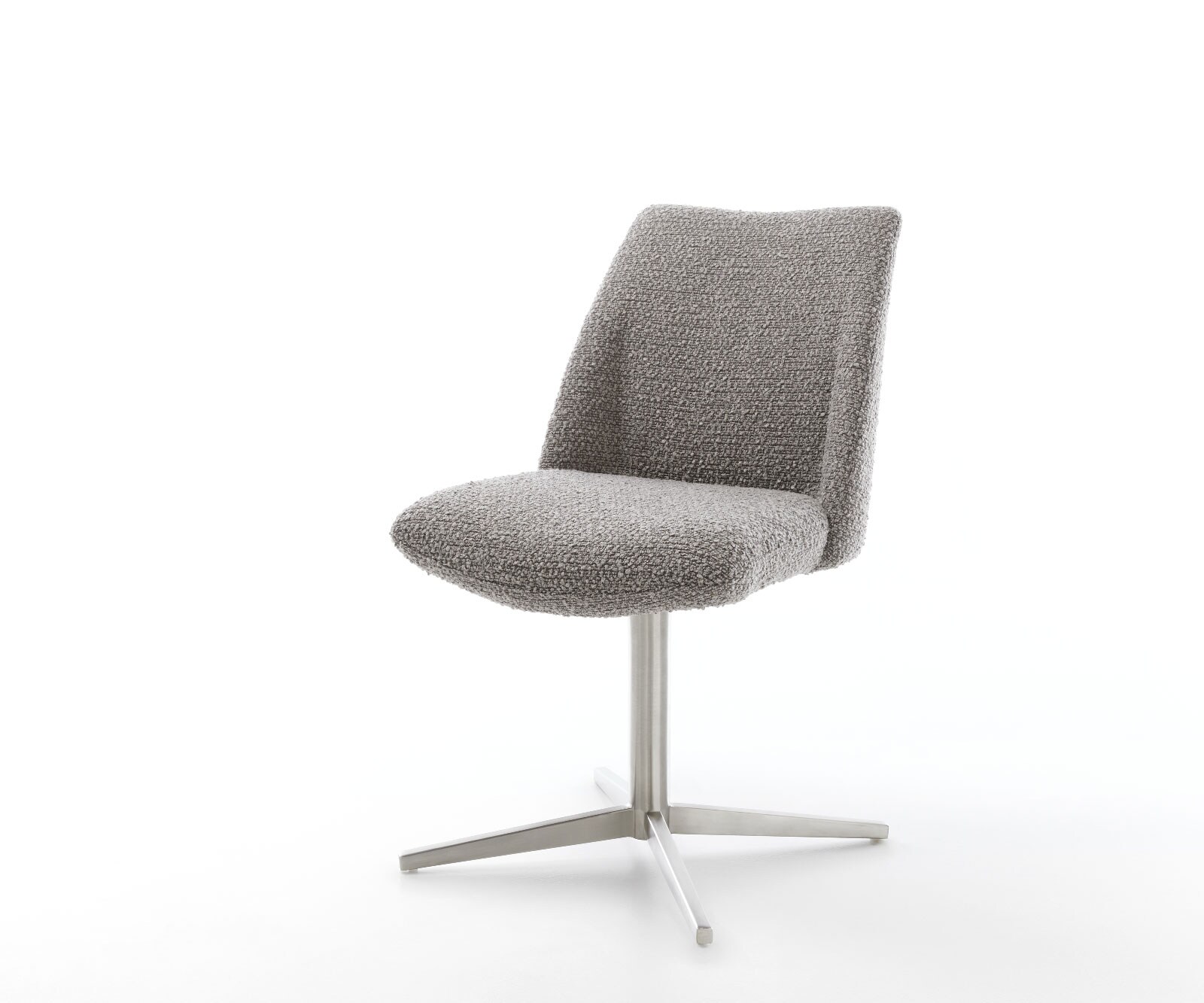 Drehstuhl Elso-Flex Bouclé Silbergrau Fußkreuz Edelstahl 360° drehbar Taschenfederkern