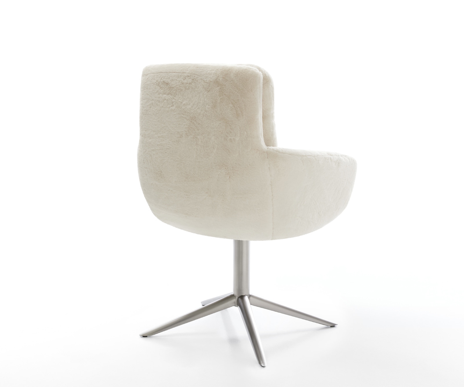 Drehstuhl Abelia-Flex mit Armlehnen Plüsch Creme-Weiß Fußkreuz Edelstahl 360° drehbar Wippfunktion 5