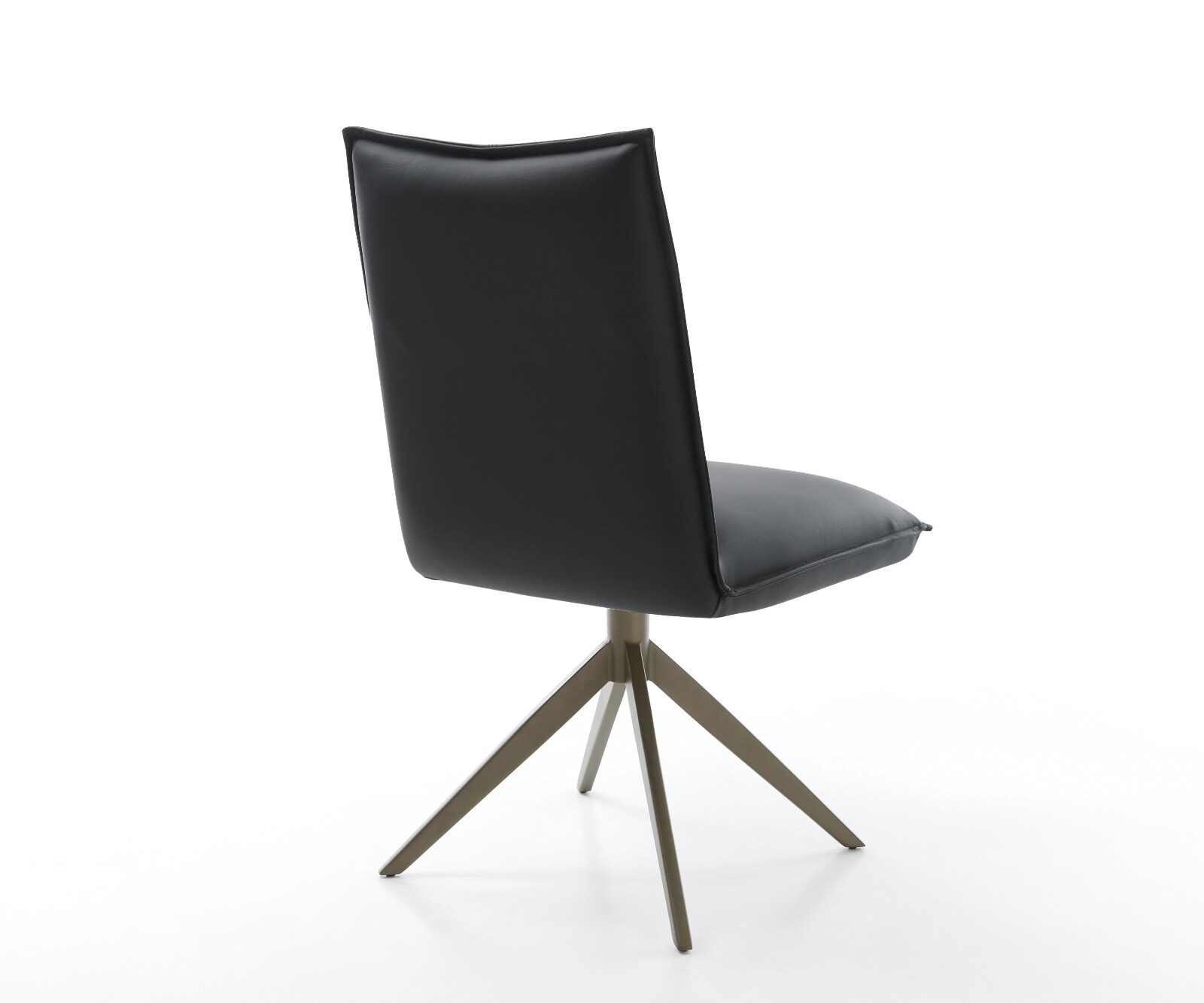 Drehstuhl Lelio-Flex Echt-Leder Schwarz Kreuzgestell breit Effektfinish Titan 360° drehbar Wippfunktion Taschenfederkern 4