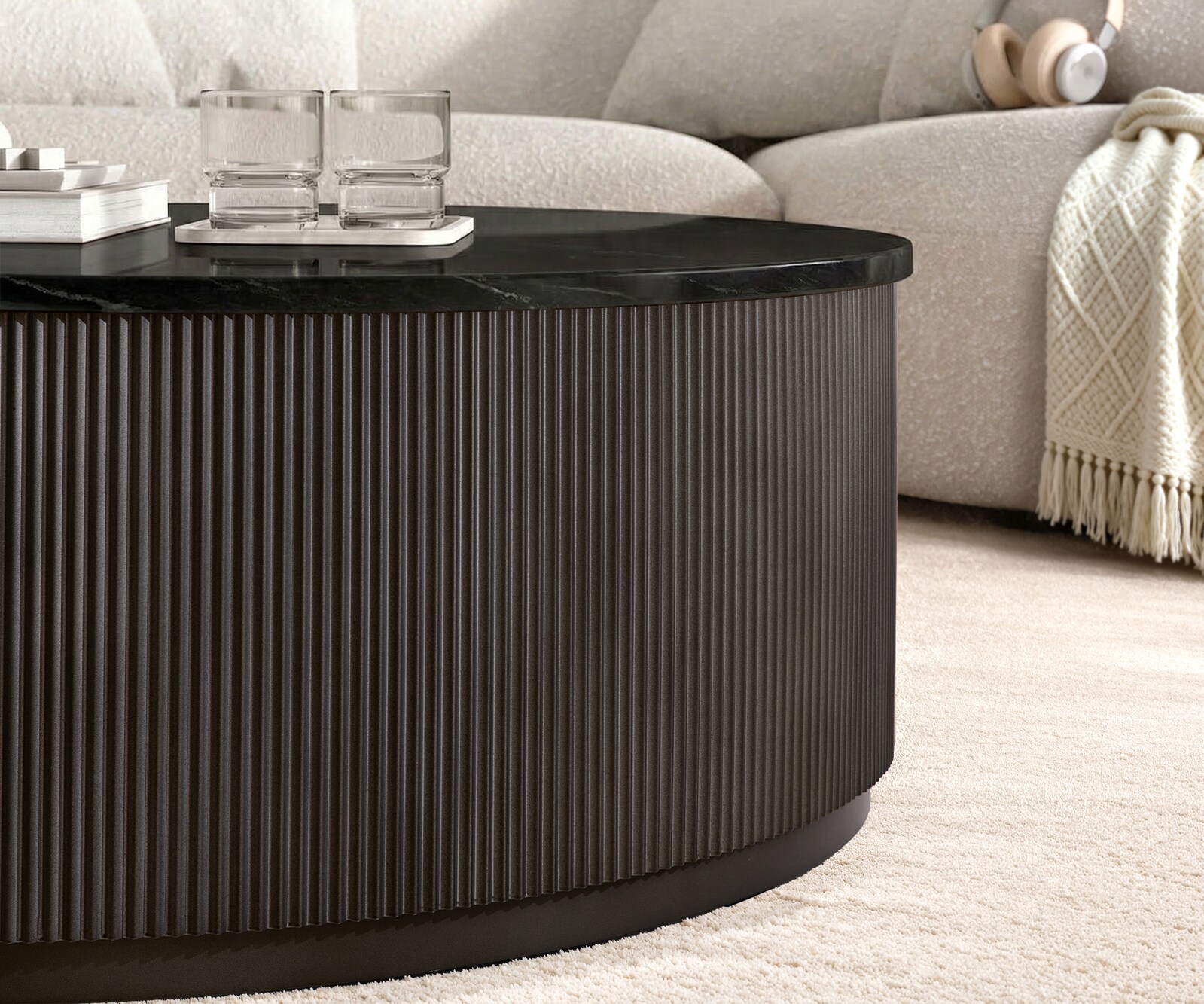 Couchtisch Fiorano 90x90 cm Marmor Schwarz Silber Metall Black Antique 3