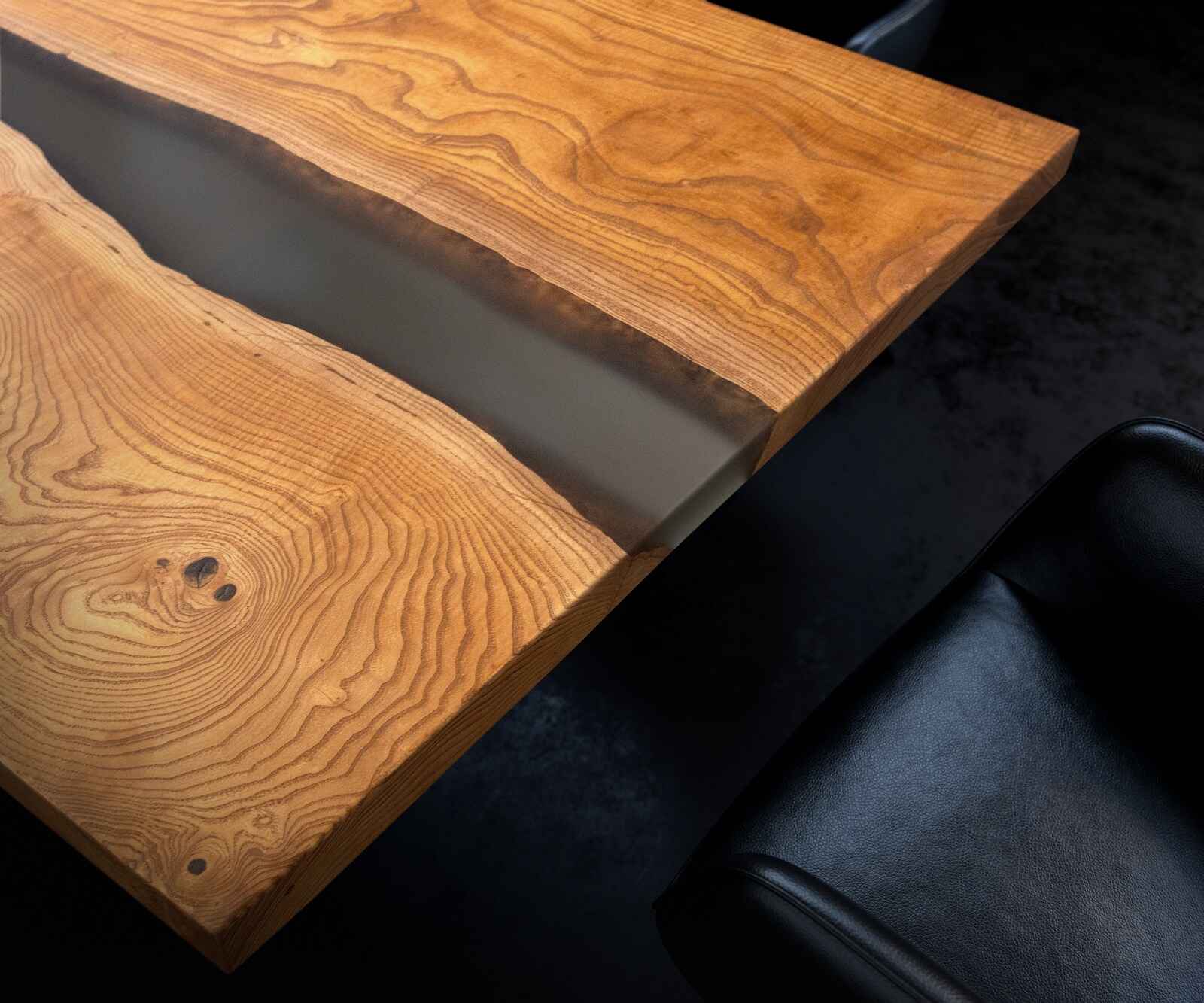 Tischplatte Esche Natur 200 cm Epoxid milchig Transparent Unikat Nr. 32343 4