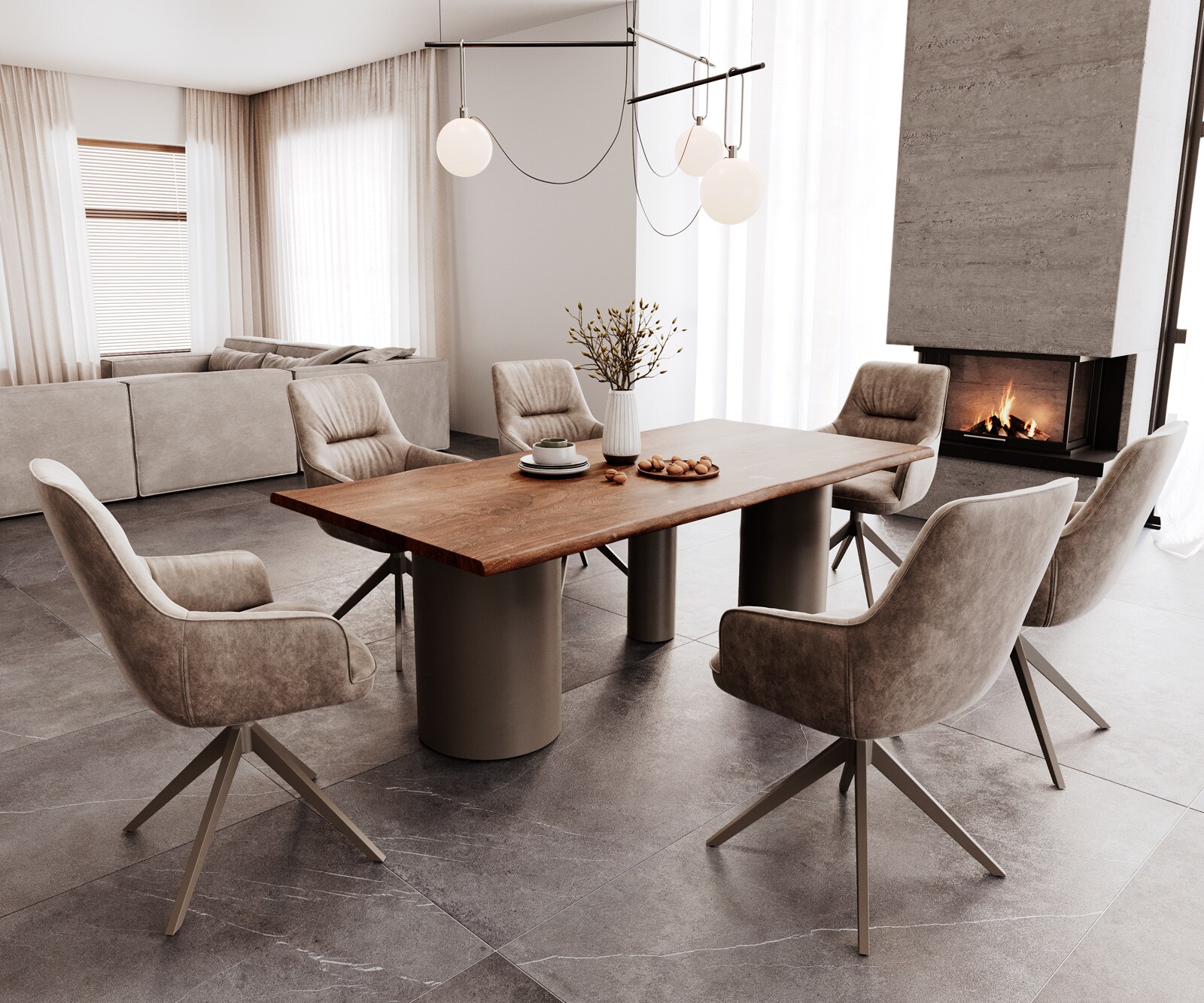 Esstisch Edge 200x100 Akazie Braun Troa Metall Effektfinish Titan Live-Edge 4
