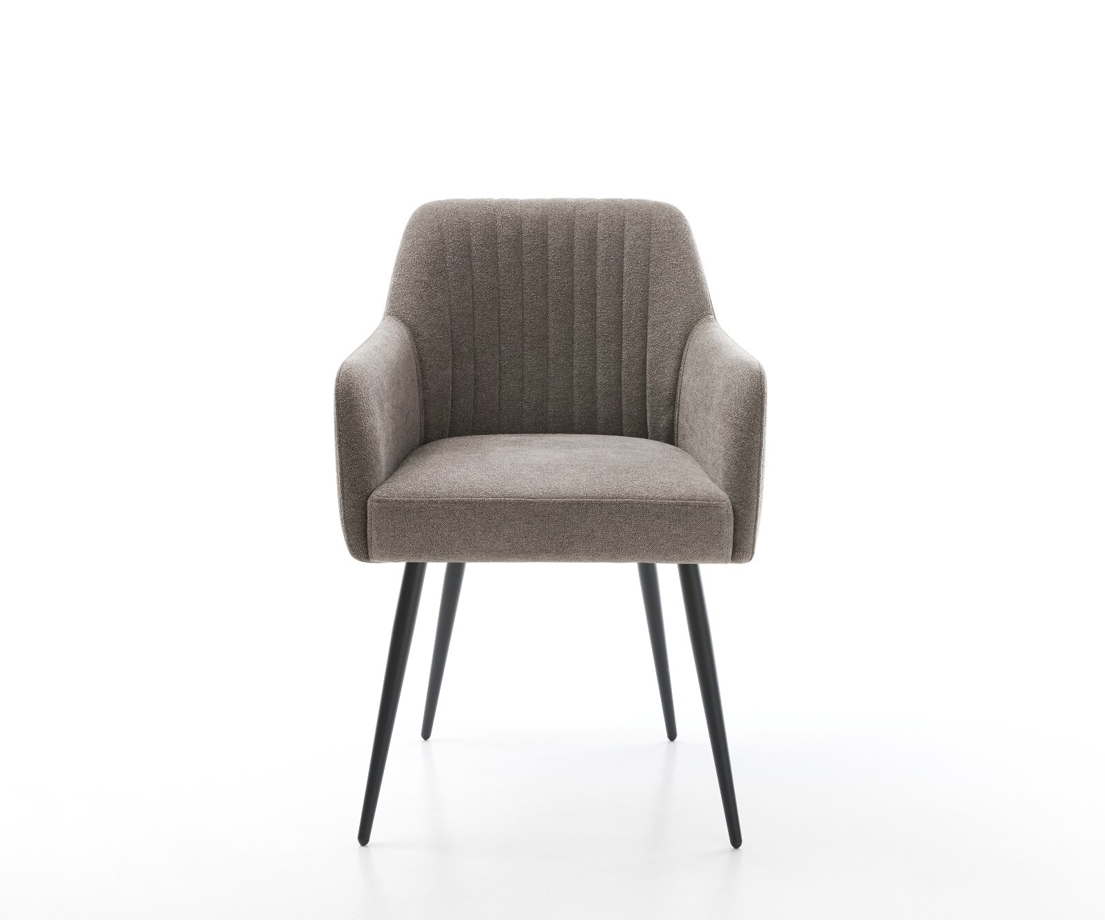 Esszimmerstuhl Greg-Flex Strukturstoff Soft Taupe 4-Fuß konisch Schwarz Taschenfederkern 1