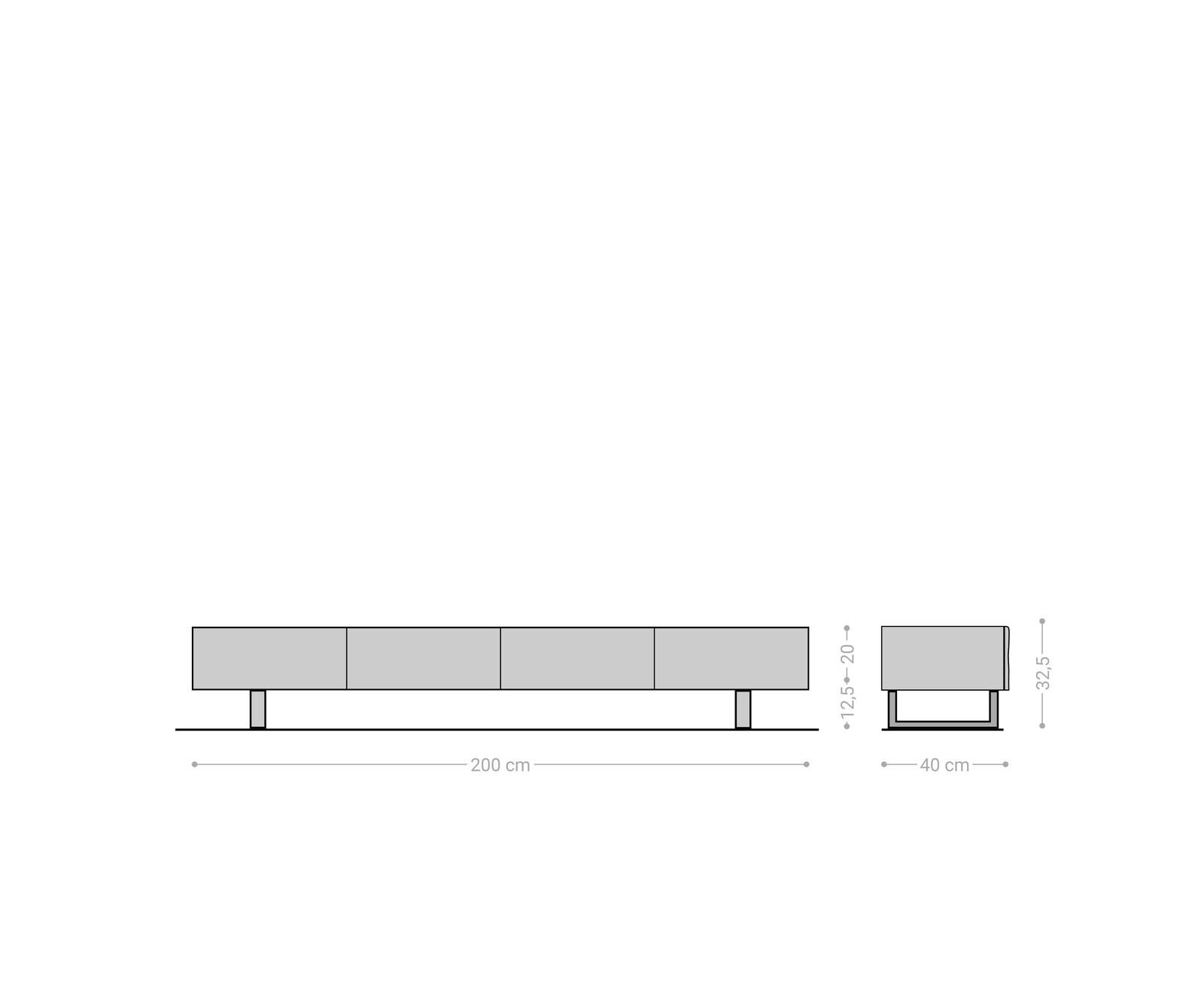 Lowboard New Live-Edge 200 cm Akazie Natur 4 Türen Kufe Edelstahl gebürstet 6