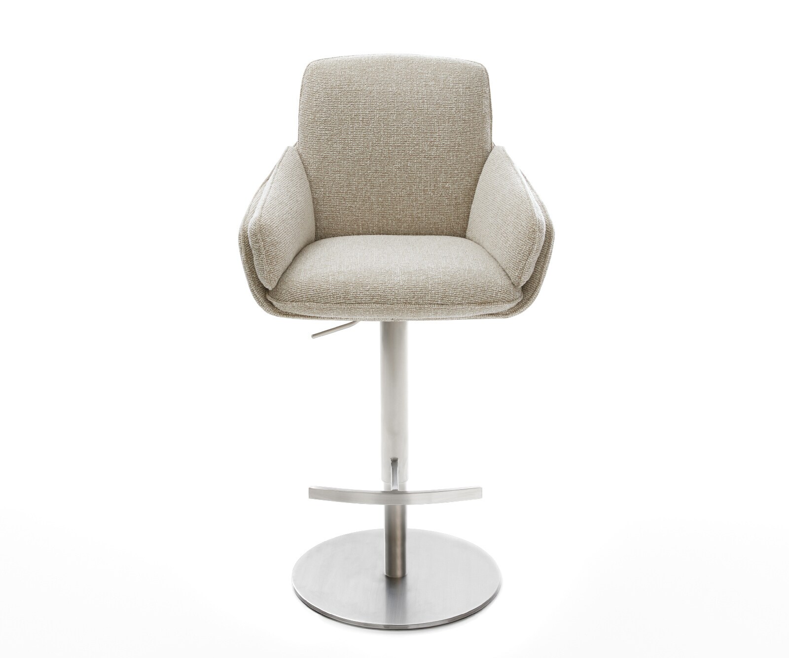Barstuhl Luan-Flex Webstoff Soft Beige Drehfuß höhenverstellbar Edelstahl Silberfarben 1