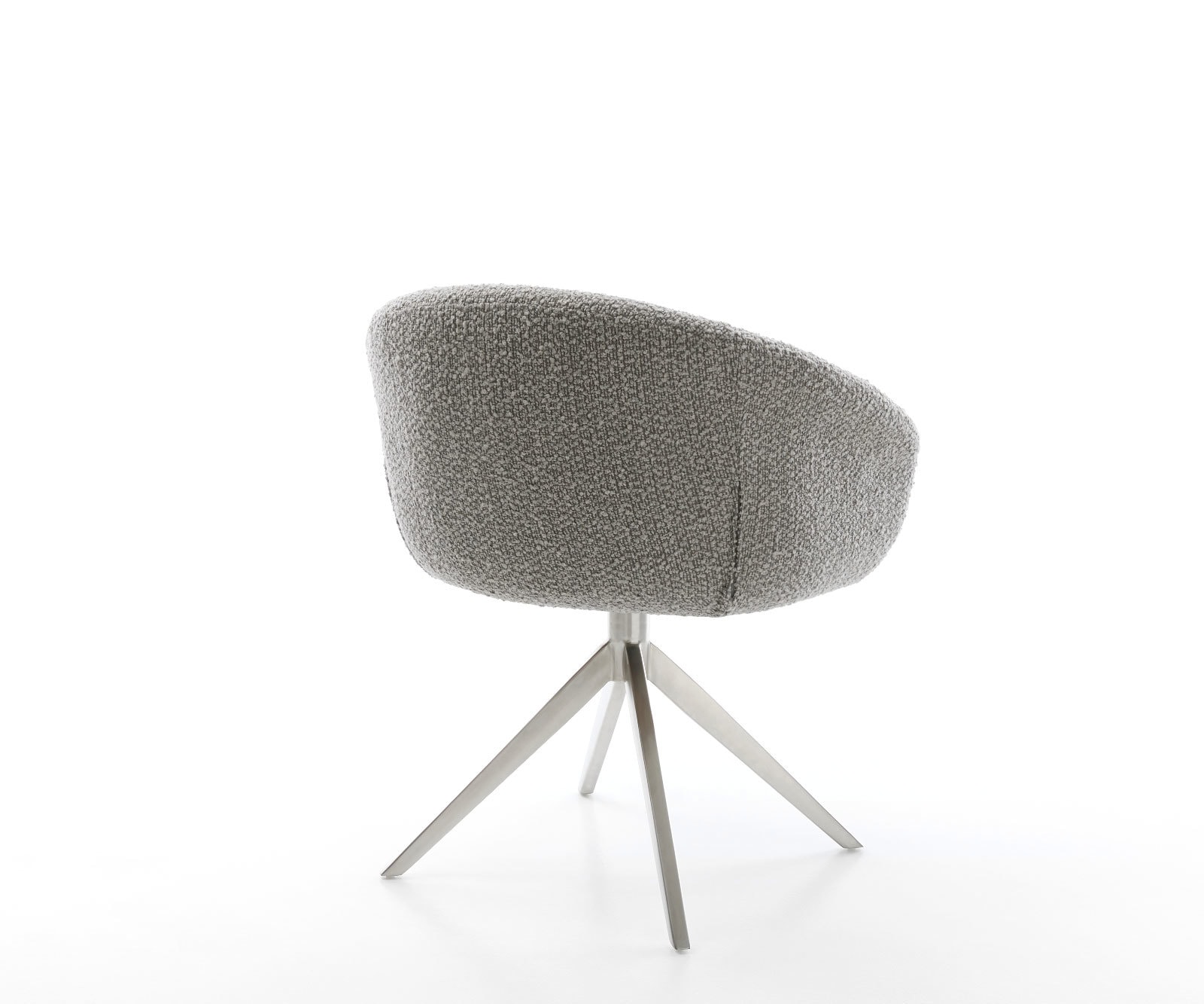 Drehstuhl Vinka-Flex mit Armlehnen Bouclé Silbergrau Kreuzgestell breit Edelstahl 360° drehbar Wippfunktion Taschenfederkern 4 Drehstuhl Vinka-Flex mit Armlehnen Bouclé Silbergrau Kreuzgestell breit Edelstahl 360° drehbar Wippfunktion Taschenfederkern 4