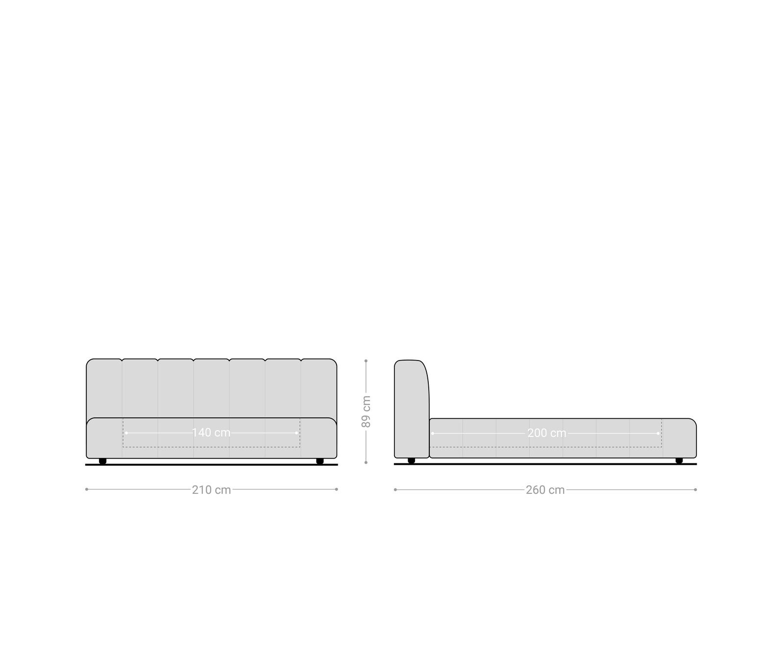 Polsterbettgestell Cutio 140x200 cm Bouclé Silbergrau 9