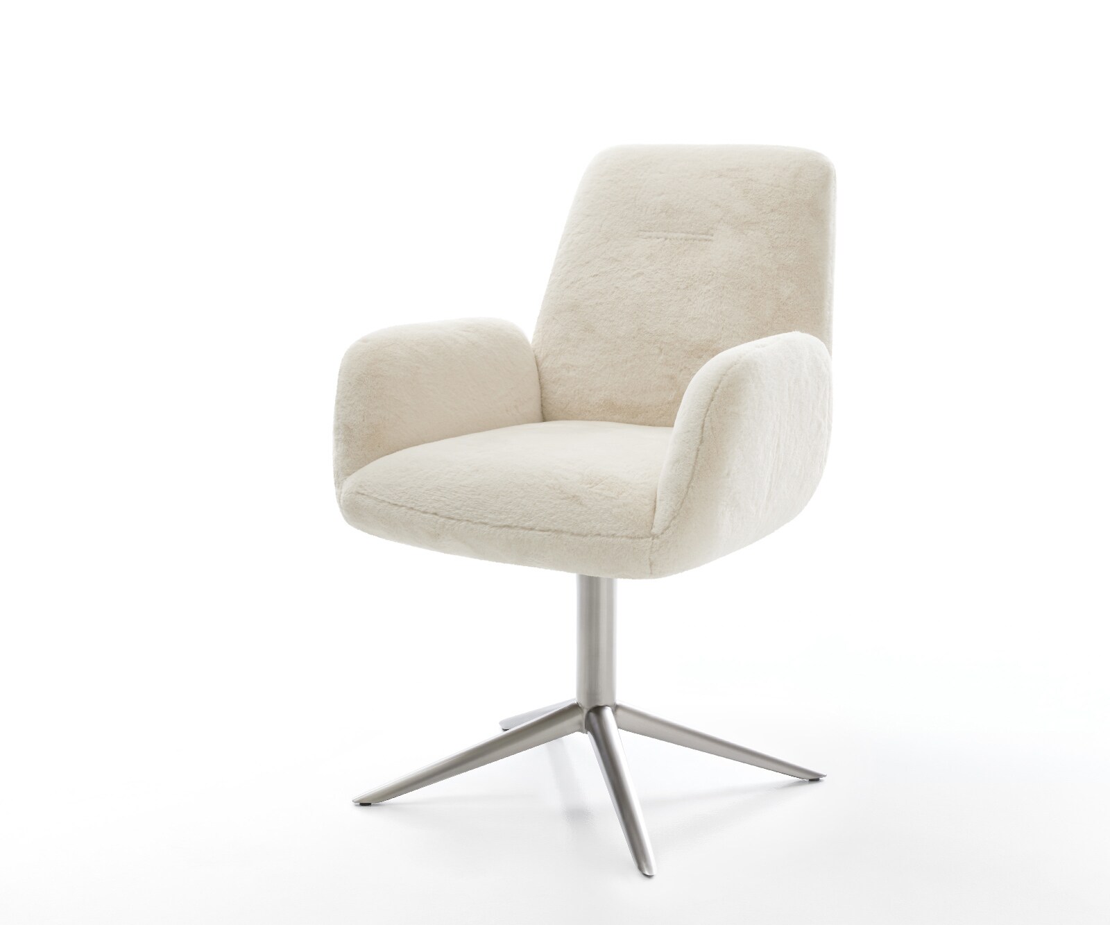 Drehstuhl Zoa-Flex Plüsch Creme-Weiß Fußkreuz Edelstahl 360° drehbar Wippfu günstig online kaufen