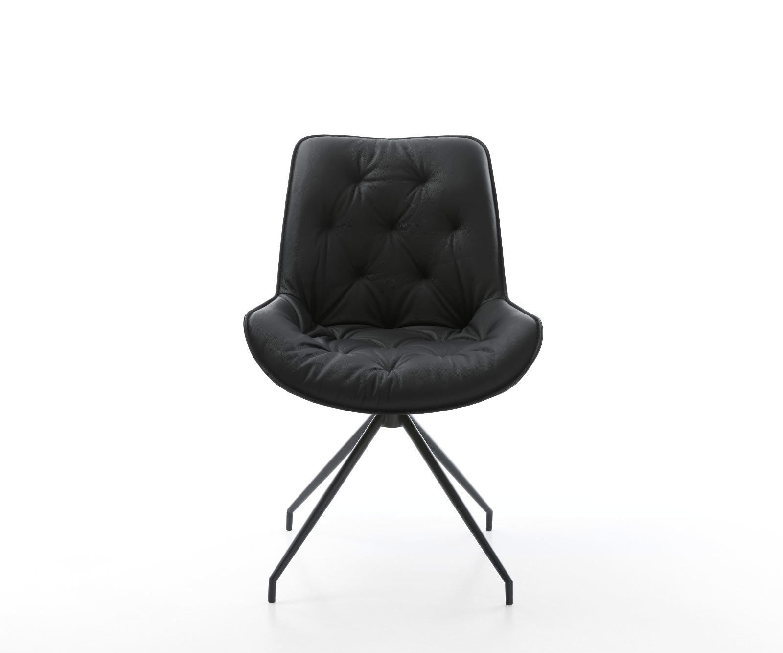 Esszimmerstuhl Taimi-Flex Echt-Leder Schwarz Kreuzgestell konisch Schwarz 2 Esszimmerstuhl Taimi-Flex Echt-Leder Schwarz Kreuzgestell konisch Schwarz 2