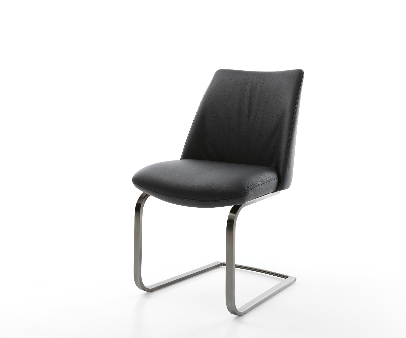 Freischwinger Elso-Flex Echt-Leder Schwarz Freischwinger flach Graphit Taschenfederkern