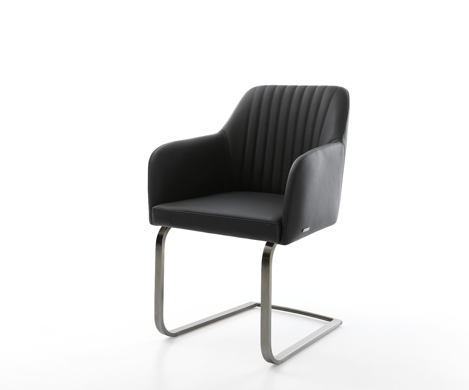 Freischwinger Greg-Flex Echt-Leder Schwarz Freischwinger flach Graphit Taschenfederkern 1