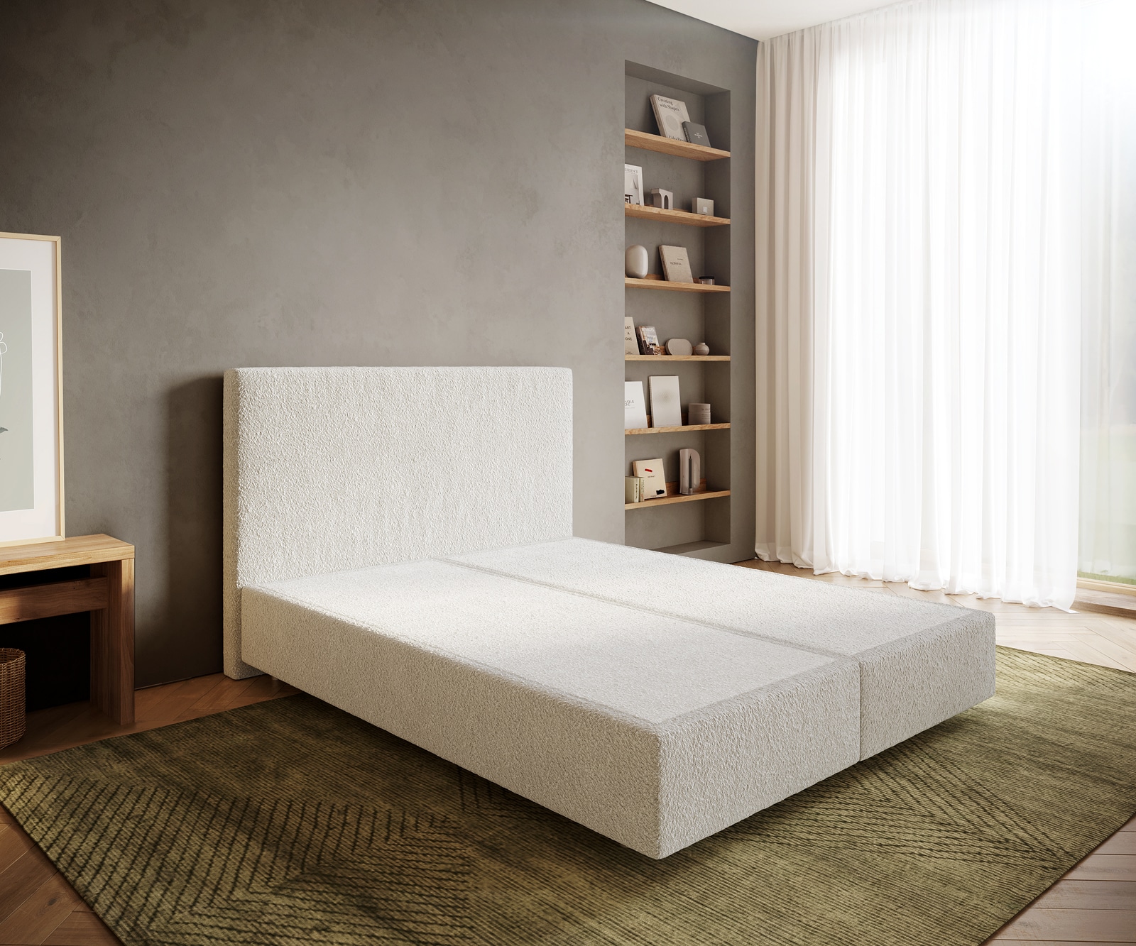 Boxspringgestell Dream-Well 160x200 cm Bouclé Creme-Weiß Boxspringgestell Dream-Well 160x200 cm Bouclé Creme-Weiß