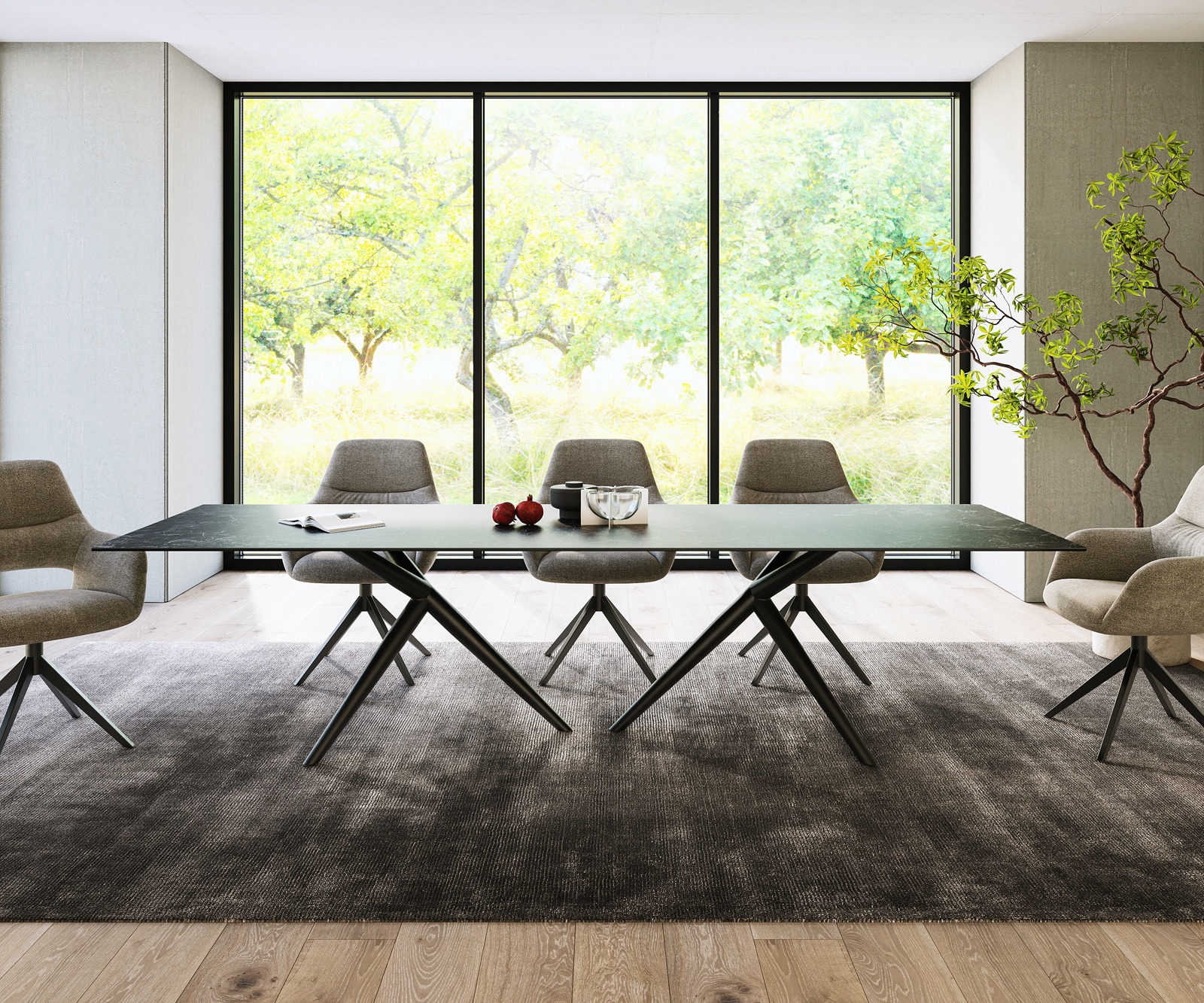 Esstisch Edge 300x100 Keramik Laminam®Nero Greco Anthrazit Estelar rund Metall Schwarz 1 Esstisch Edge 300x100 Keramik Laminam®Nero Greco Anthrazit Estelar rund Metall Schwarz 1