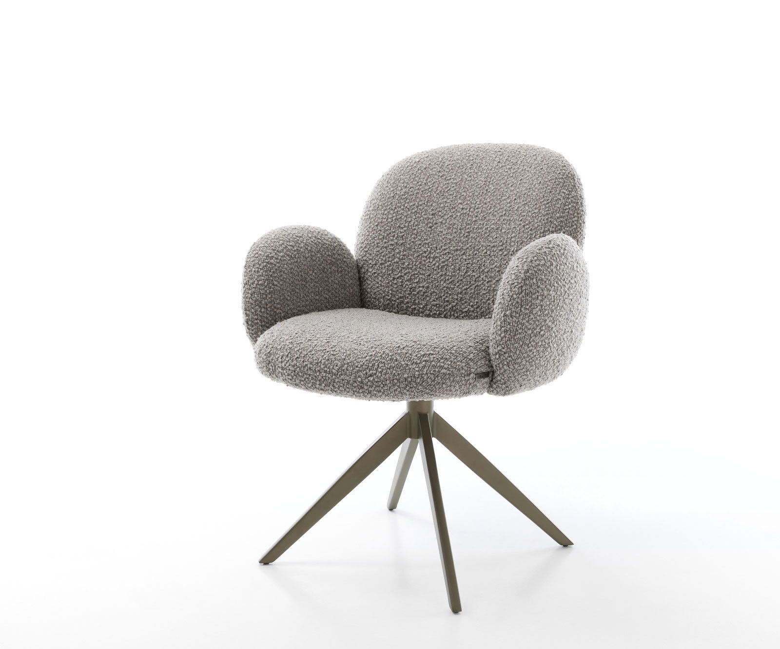 Drehstuhl Nube-Flex mit Armlehnen Bouclé Silbergrau Kreuzgestell breit Effektfinish Titan 360° drehbar Wippfunktion Taschenfederkern Drehstuhl Nube-Flex mit Armlehnen Bouclé Silbergrau Kreuzgestell breit Effektfinish Titan 360° drehbar Wippfunktion Taschenfederkern