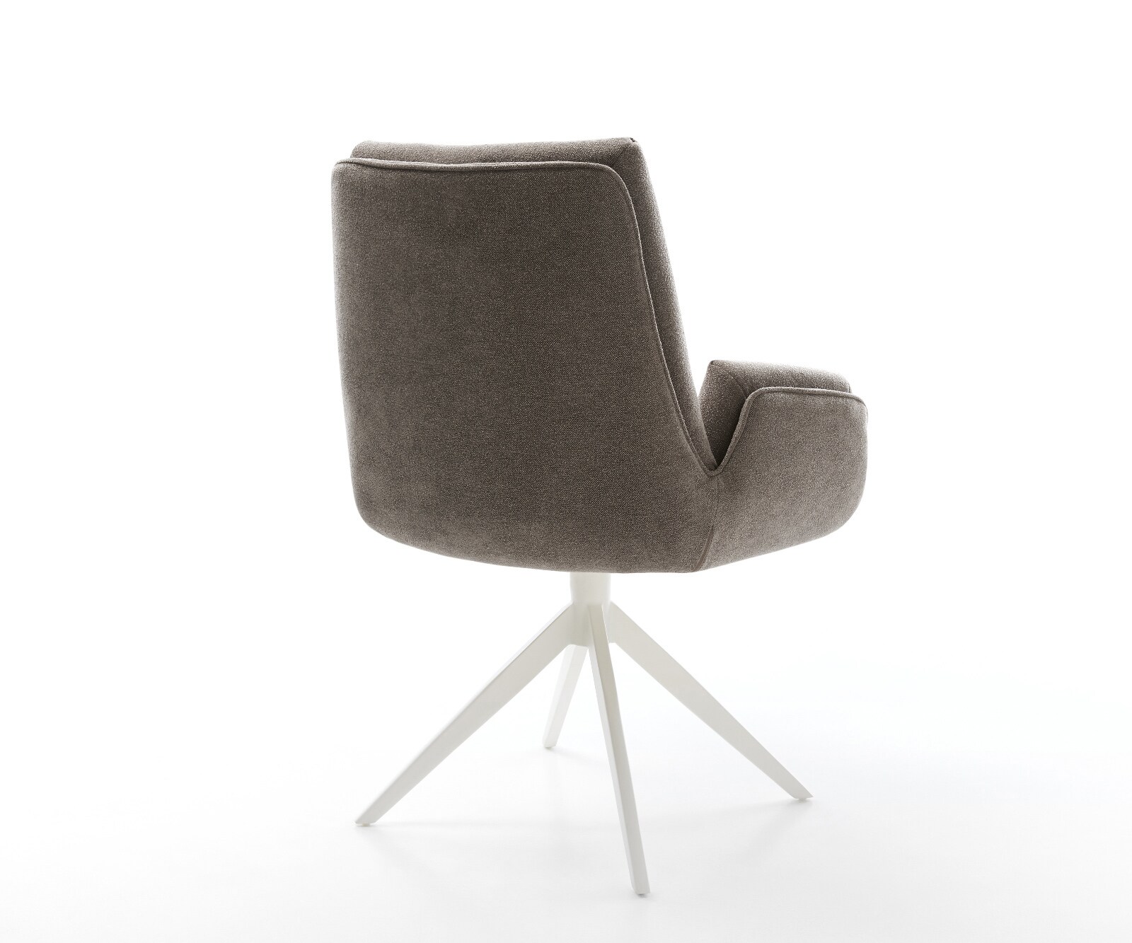 Drehstuhl Clea-Flex Strukturstoff Soft Taupe Kreuzgestell breit Weiß 360° drehbar Wippfunktion 5