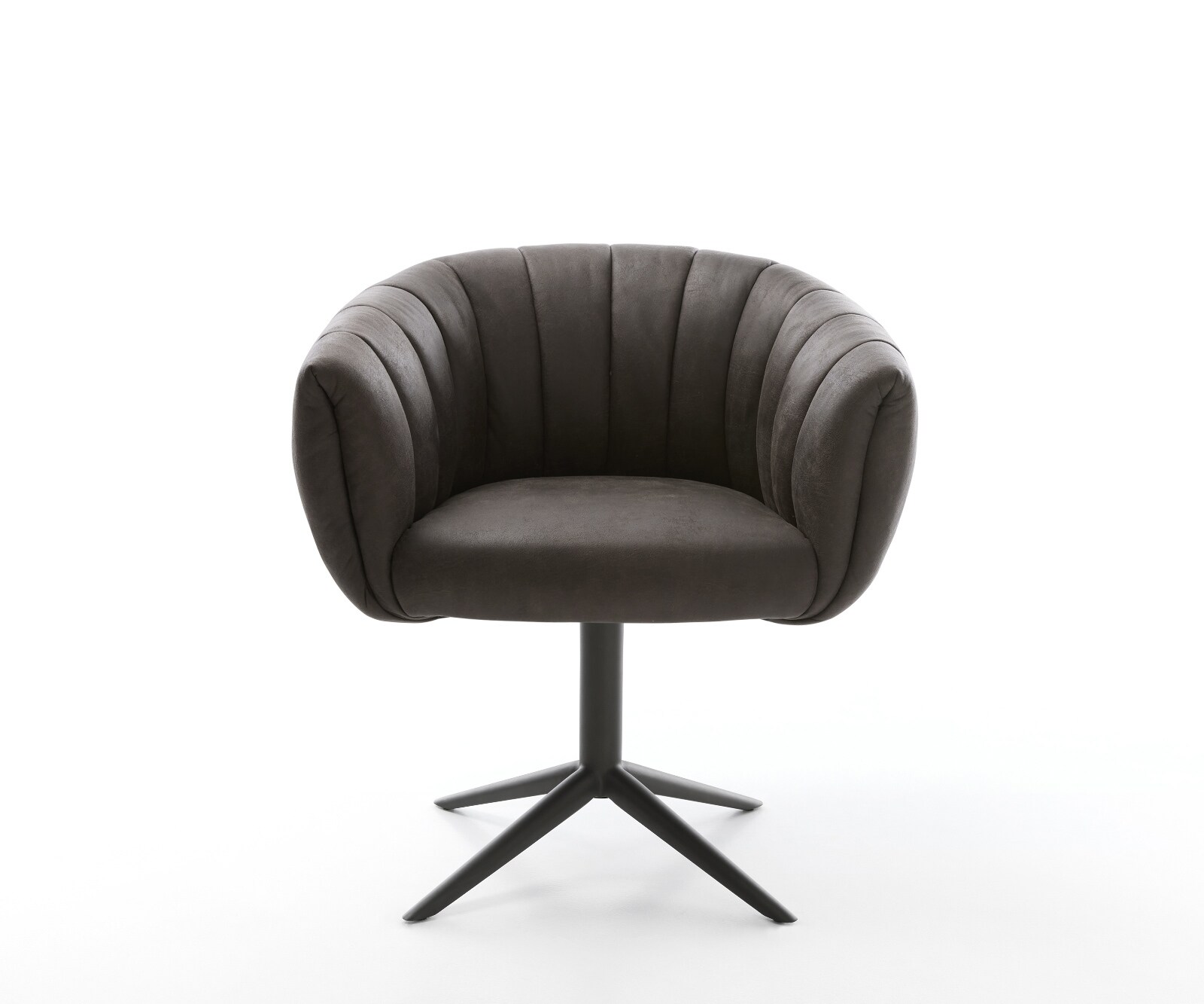 Drehstuhl Jada-Flex Mikrofaser Anthrazit Vintage Fußkreuz Schwarz 360° drehbar Wippfunktion Taschenfederkern 1