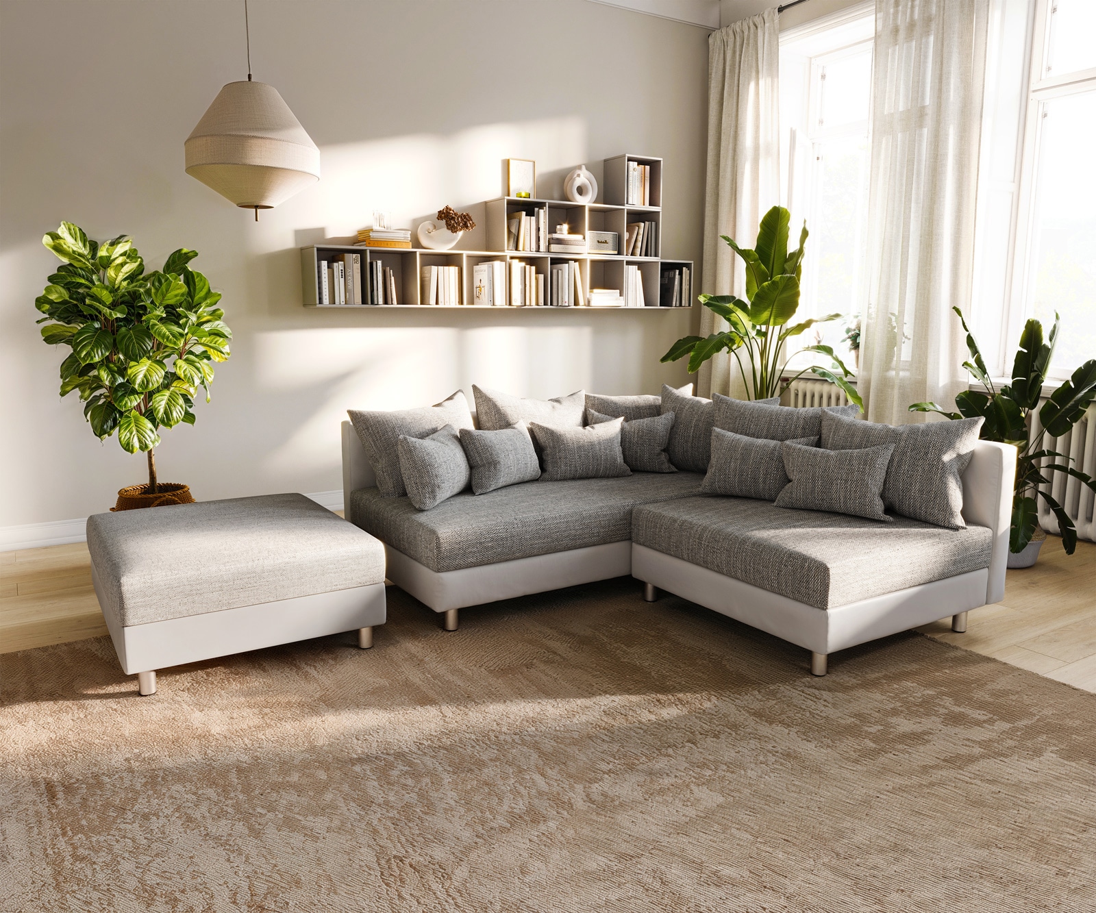 Ecksofa Clovis Weiss Hellgrau Modulsofa Hocker Ottomane Links Ecksofa Clovis Weiss Hellgrau Modulsofa Hocker Ottomane Links