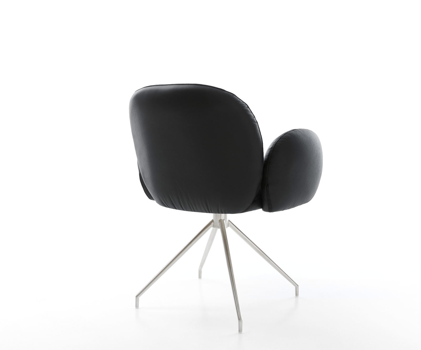 Drehstuhl Nube-Flex mit Armlehnen Echt-Leder Schwarz Kreuzgestell konisch Edelstahl 180° drehbar Taschenfederkern 4 Drehstuhl Nube-Flex mit Armlehnen Echt-Leder Schwarz Kreuzgestell konisch Edelstahl 180° drehbar Taschenfederkern 4