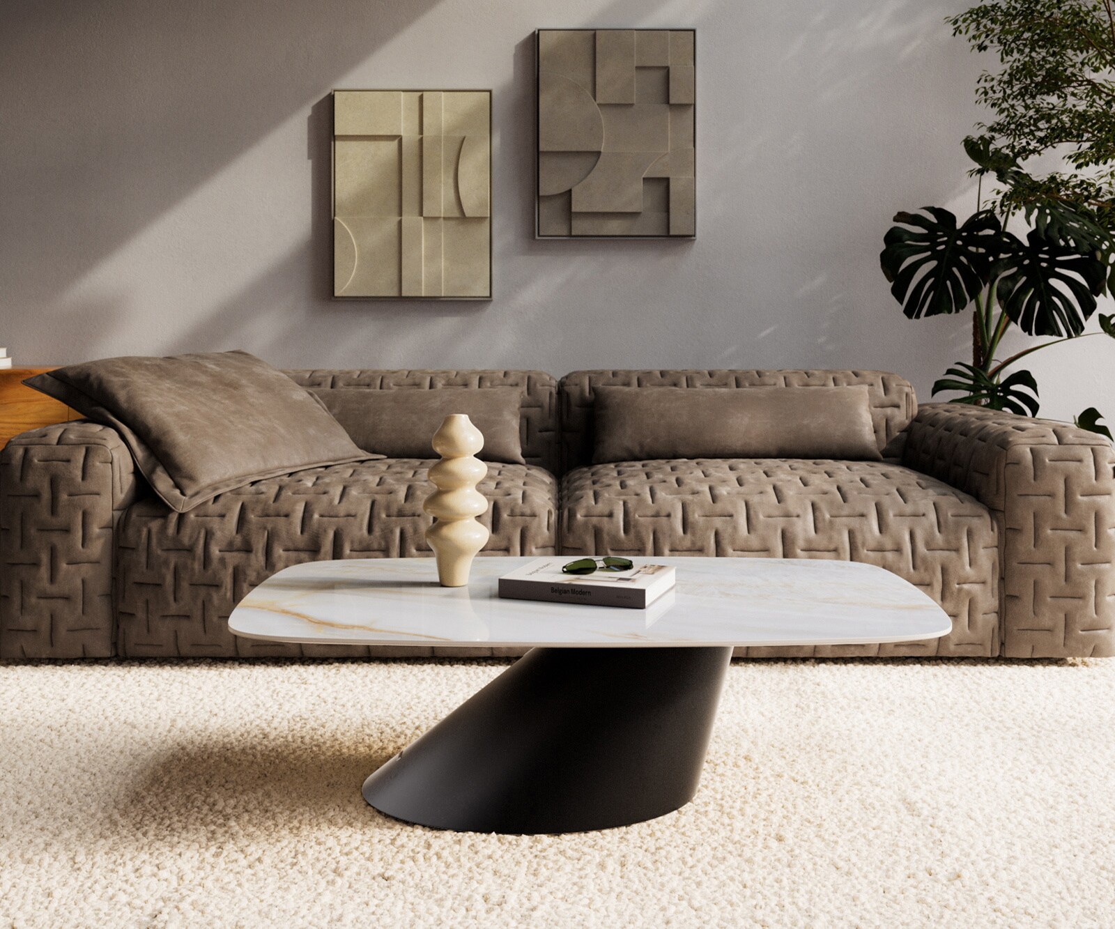 Couchtisch Edge Boot 120x70 cm Keramik Onyx Pearl Conis Metall Schwarz 2
