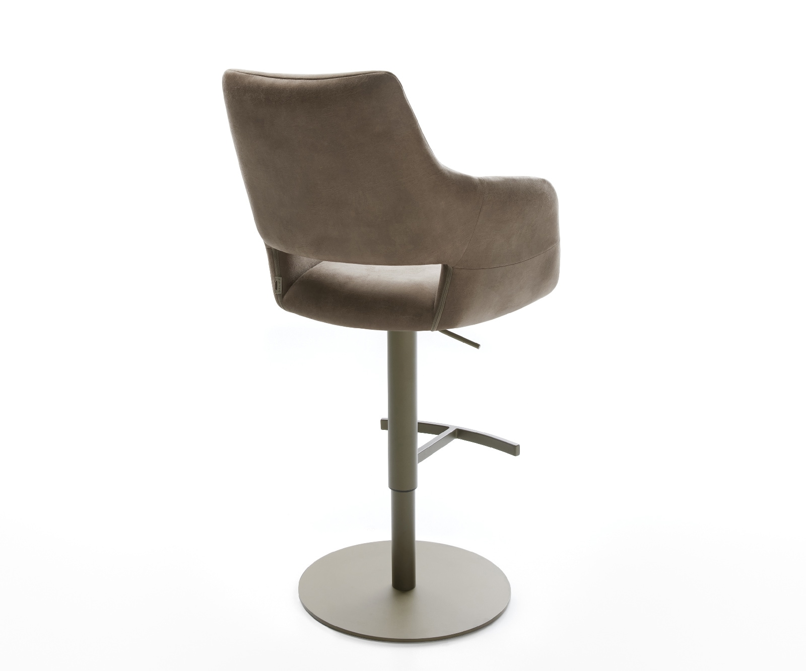 Barstuhl Yago-Flex Mikrofaser Taupe Vintage Drehfuß höhenverstellbar Metall Titanfarben Taschenfederkern 5