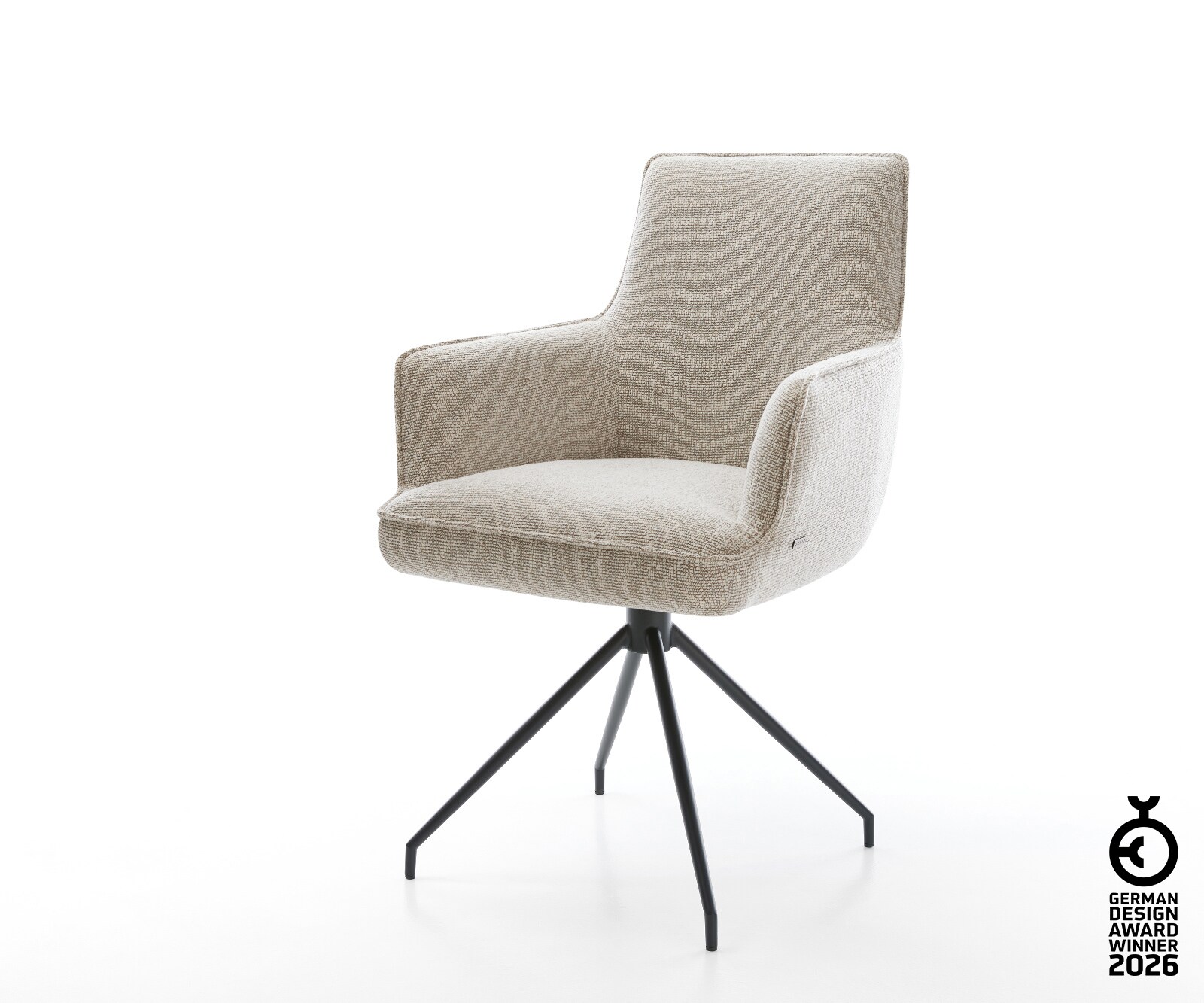 Esszimmerstuhl Heira-Flex mit Armlehnen Webstoff Soft Beige Kreuzgestell ko günstig online kaufen