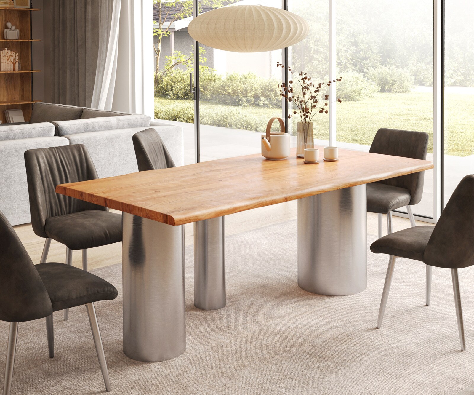Esstisch Edge 200x100 Akazie Natur Troa Edelstahl gebürstet Live-Edge günstig online kaufen