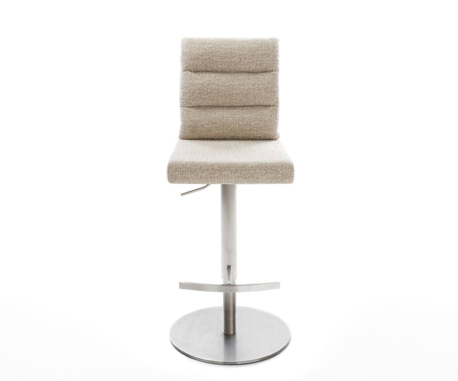 Barstuhl Pela-Flex Webstoff Soft Beige Drehfuß höhenverstellbar Edelstahl Silberfarben 1